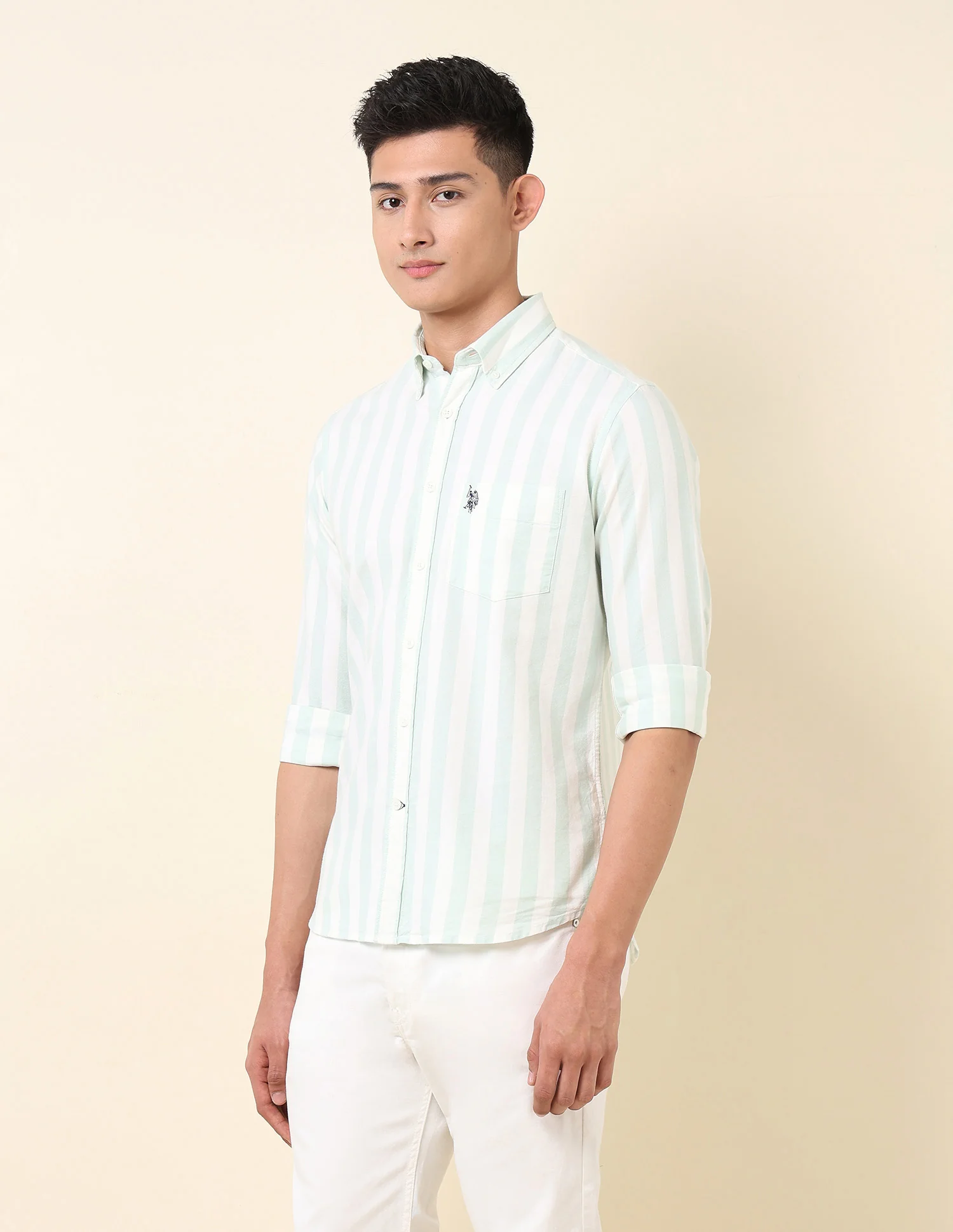 Vertical Striped Oxford Button-Down Shirt - Image 4