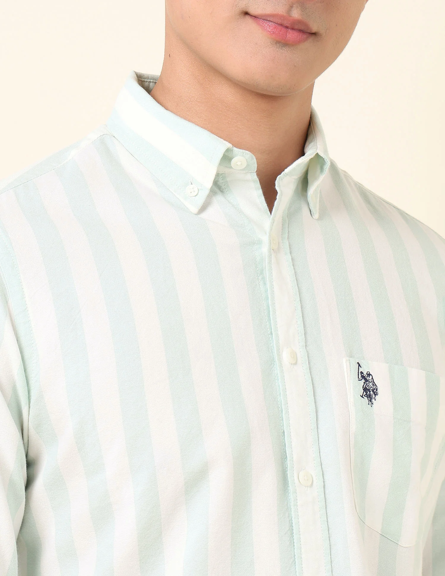 Vertical Striped Oxford Button-Down Shirt - Image 7