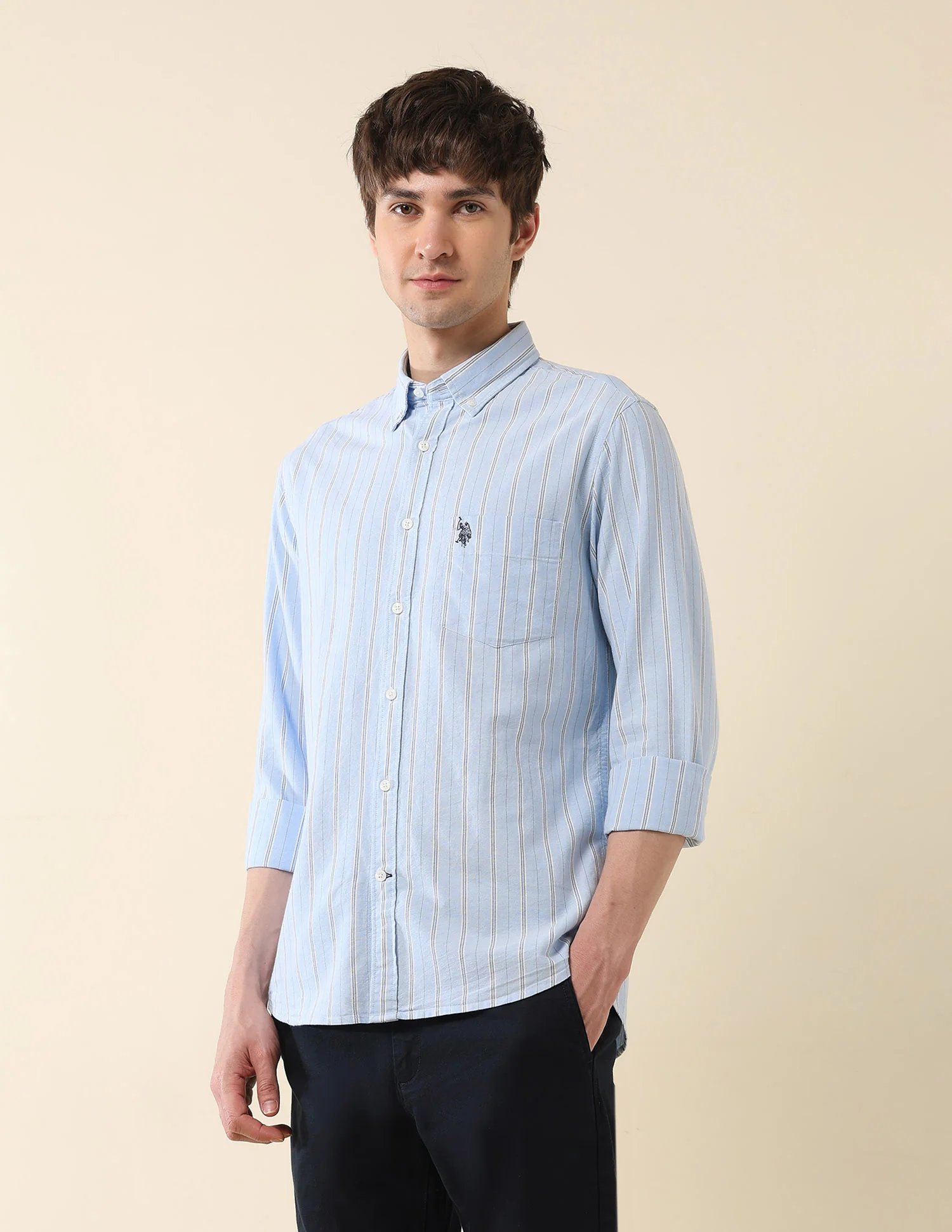 Vertical Striped Oxford Shirt - Image 4