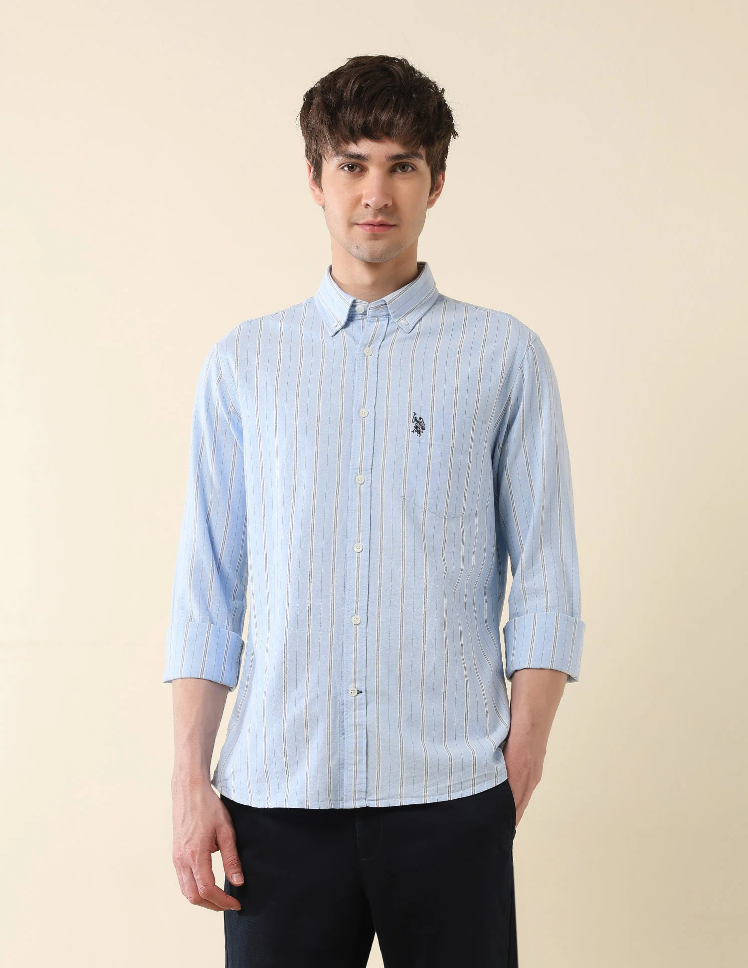 Vertical Striped Oxford Shirt - Image 6