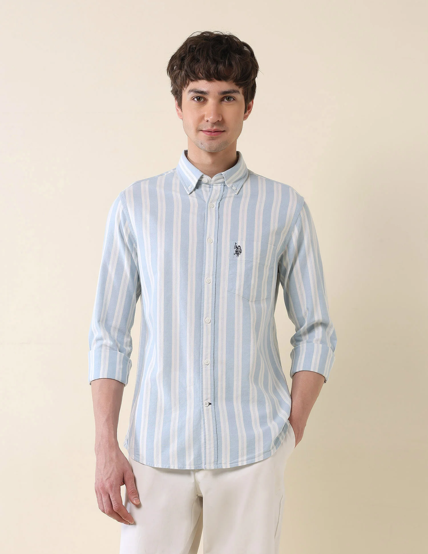 Vertical Striped Oxford Shirt - Image 6