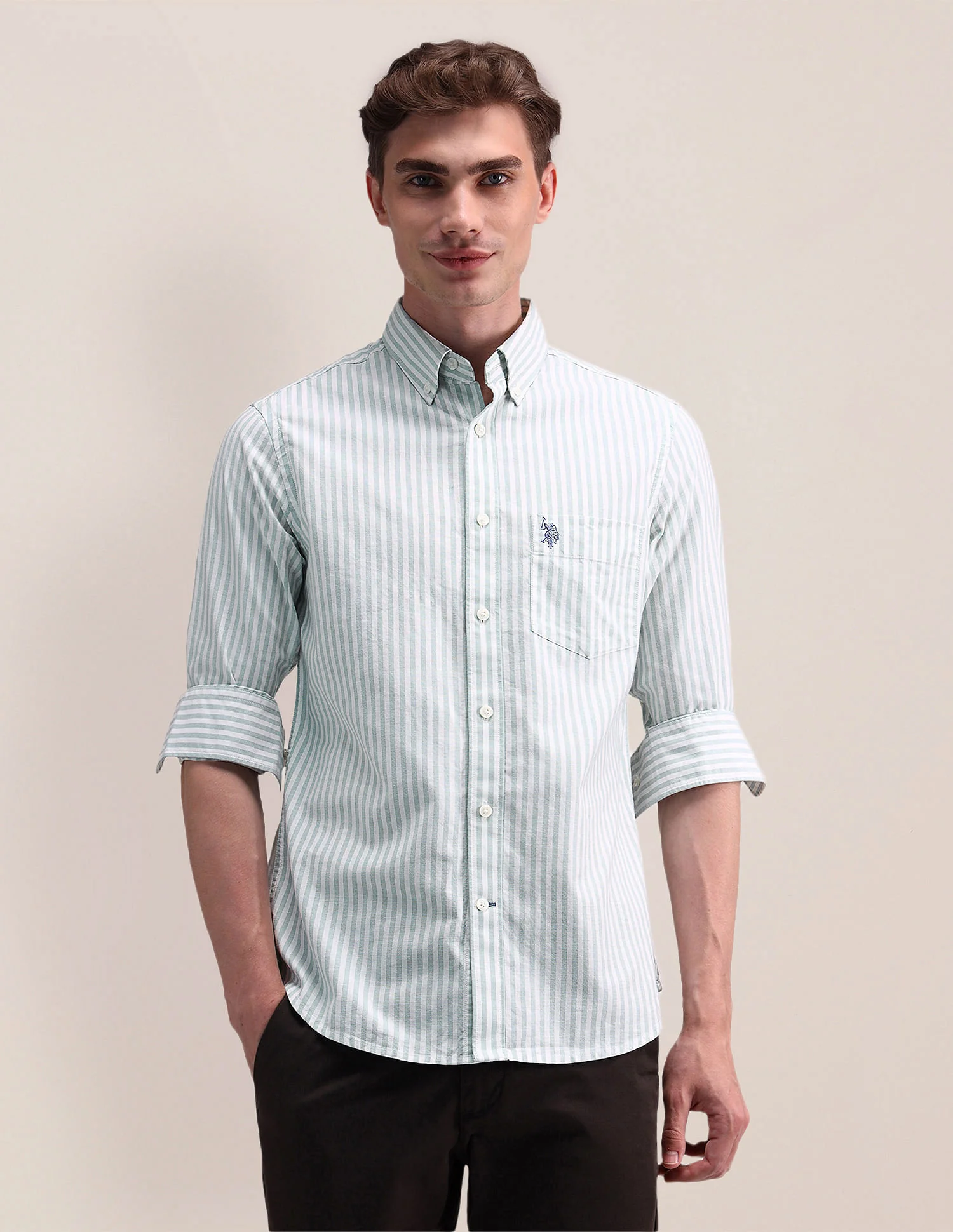 Vertical Striped Oxford Shirt - Image 6