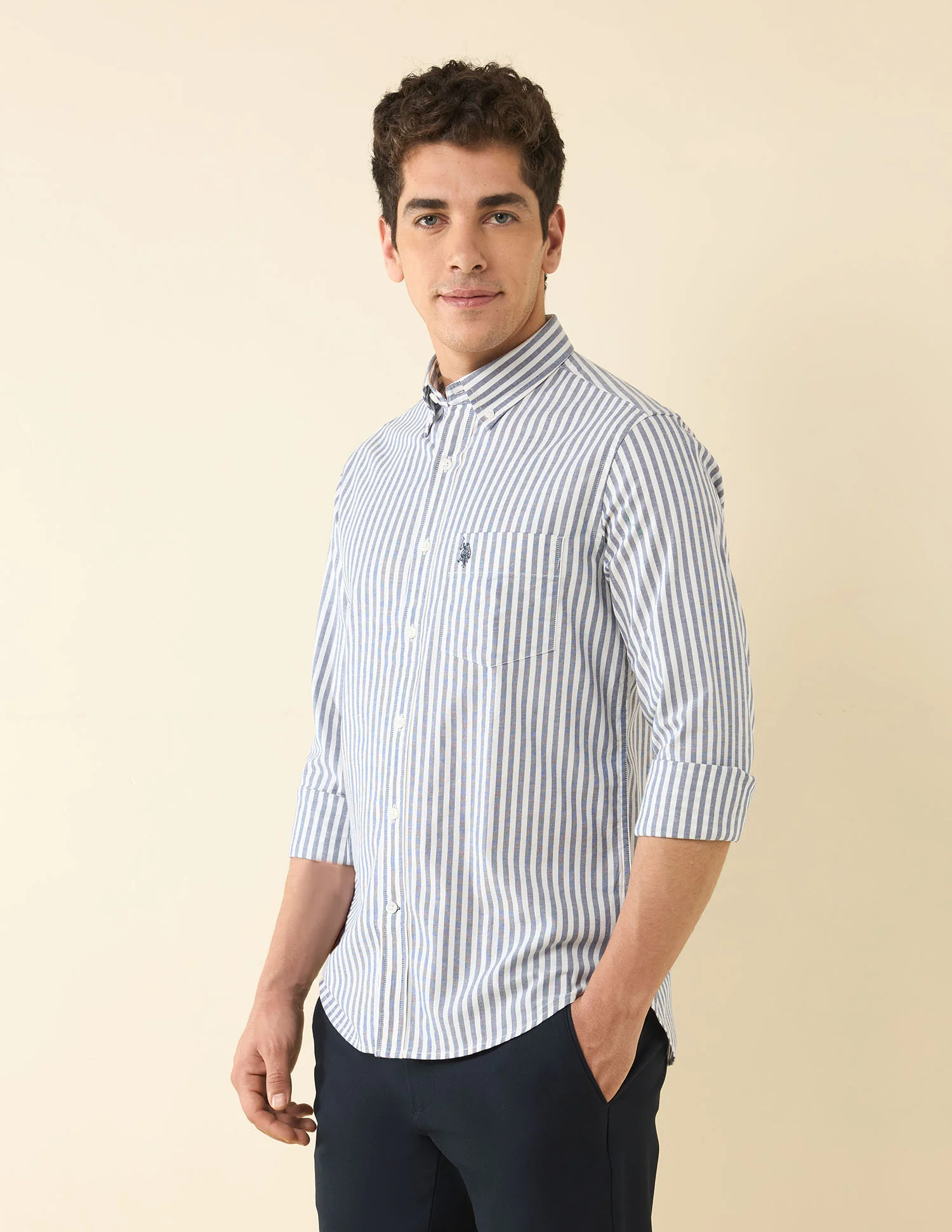 Vertical Striped Oxford Shirt - Image 4