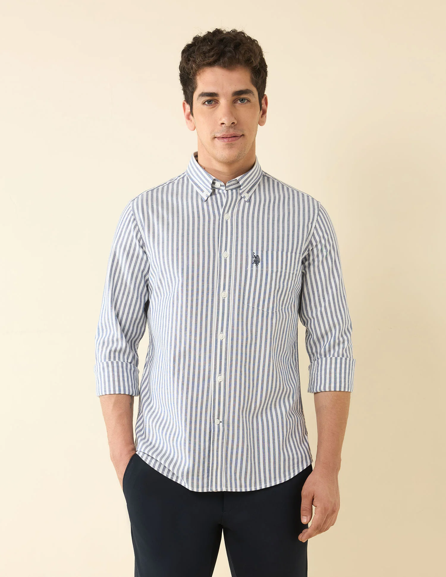 Vertical Striped Oxford Shirt - Image 6