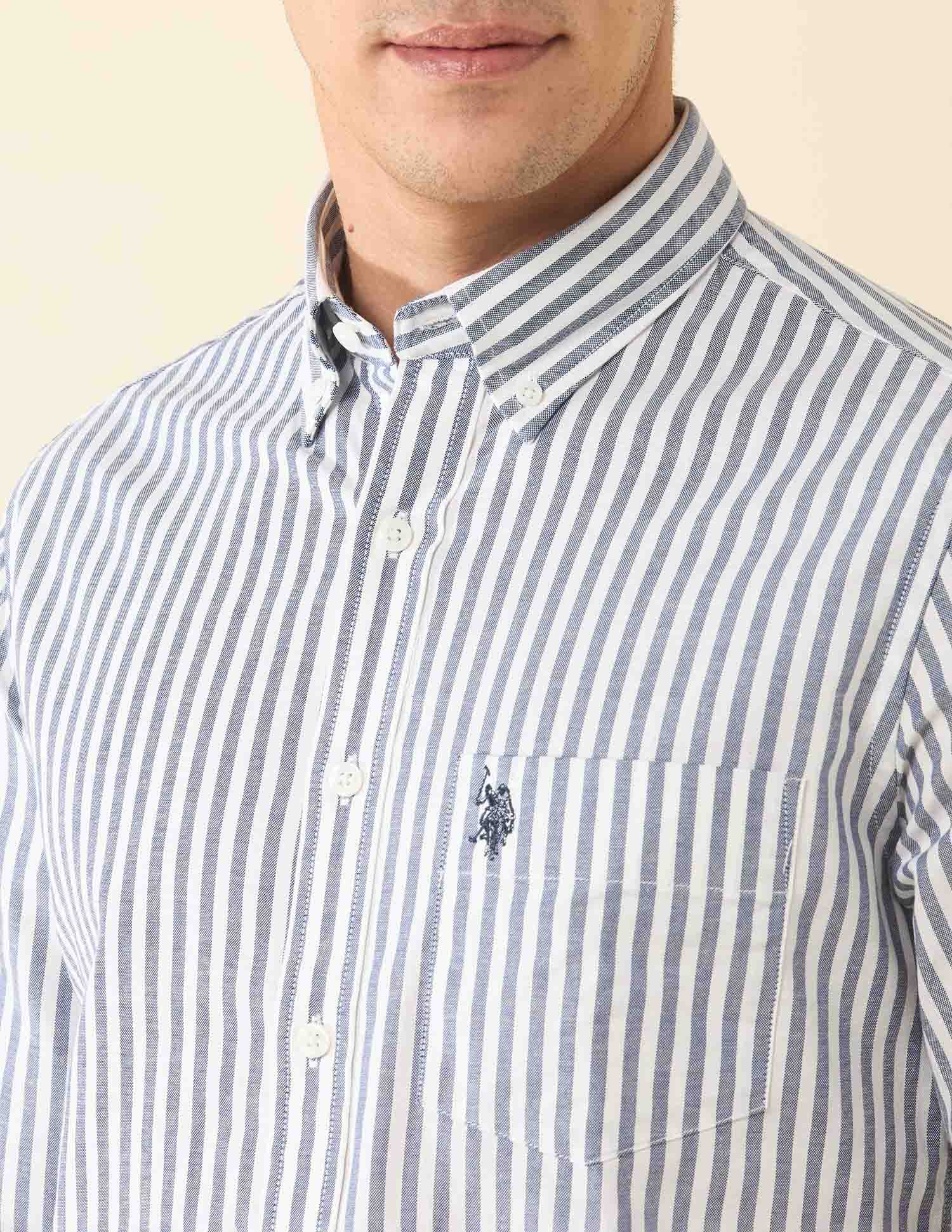 Vertical Striped Oxford Shirt - Image 7