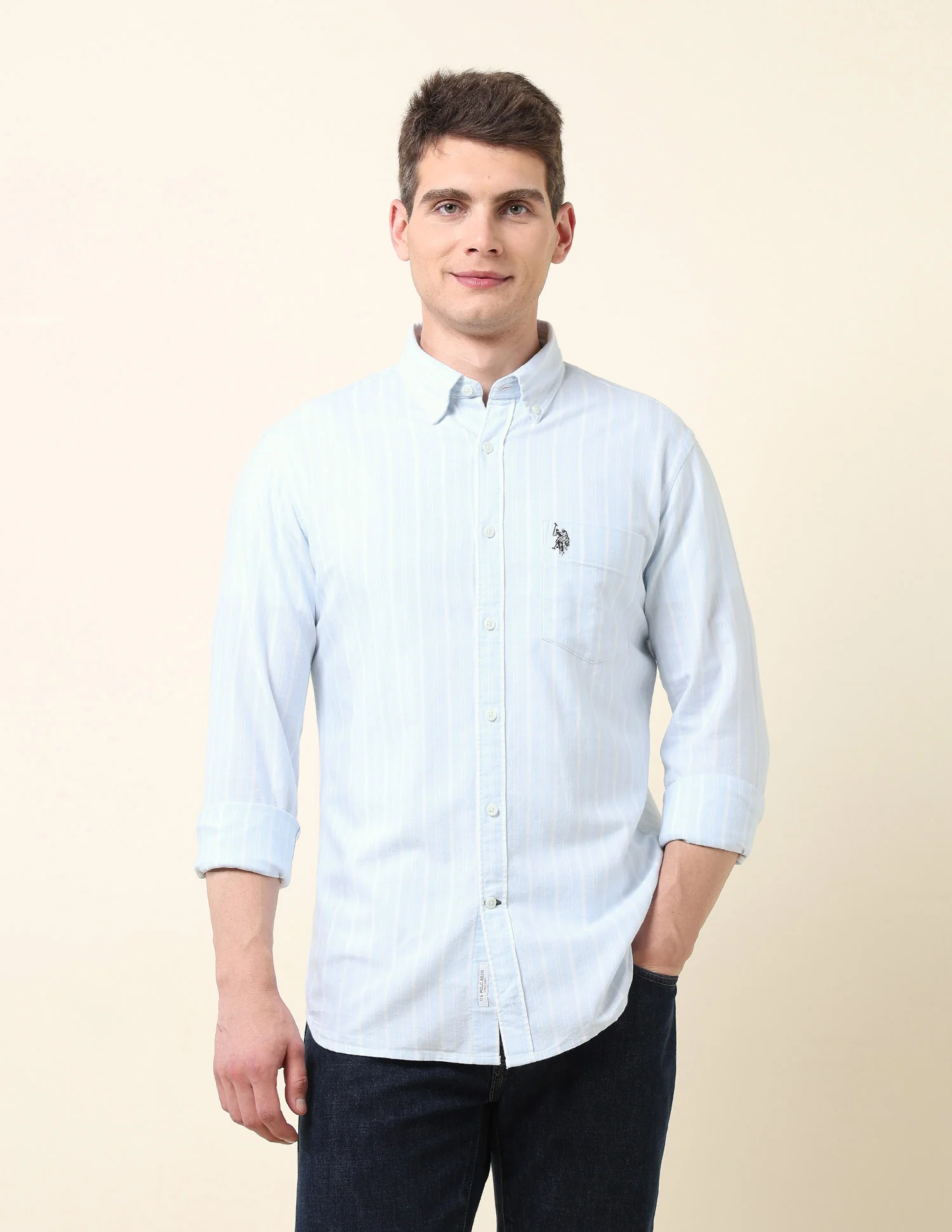 Vertical Striped Oxford Shirt - Image 6