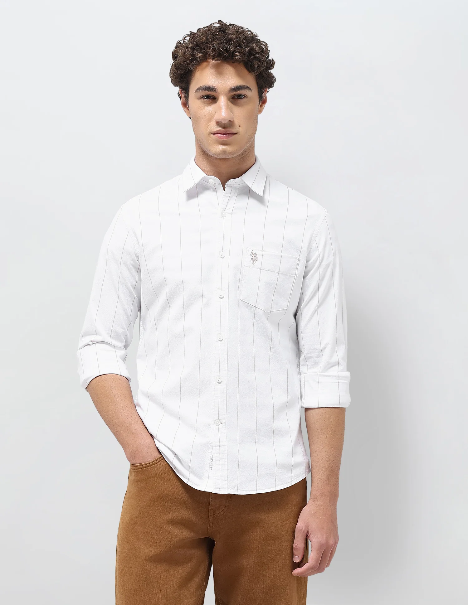 Vertical Striped Oxford Shirt - Image 6