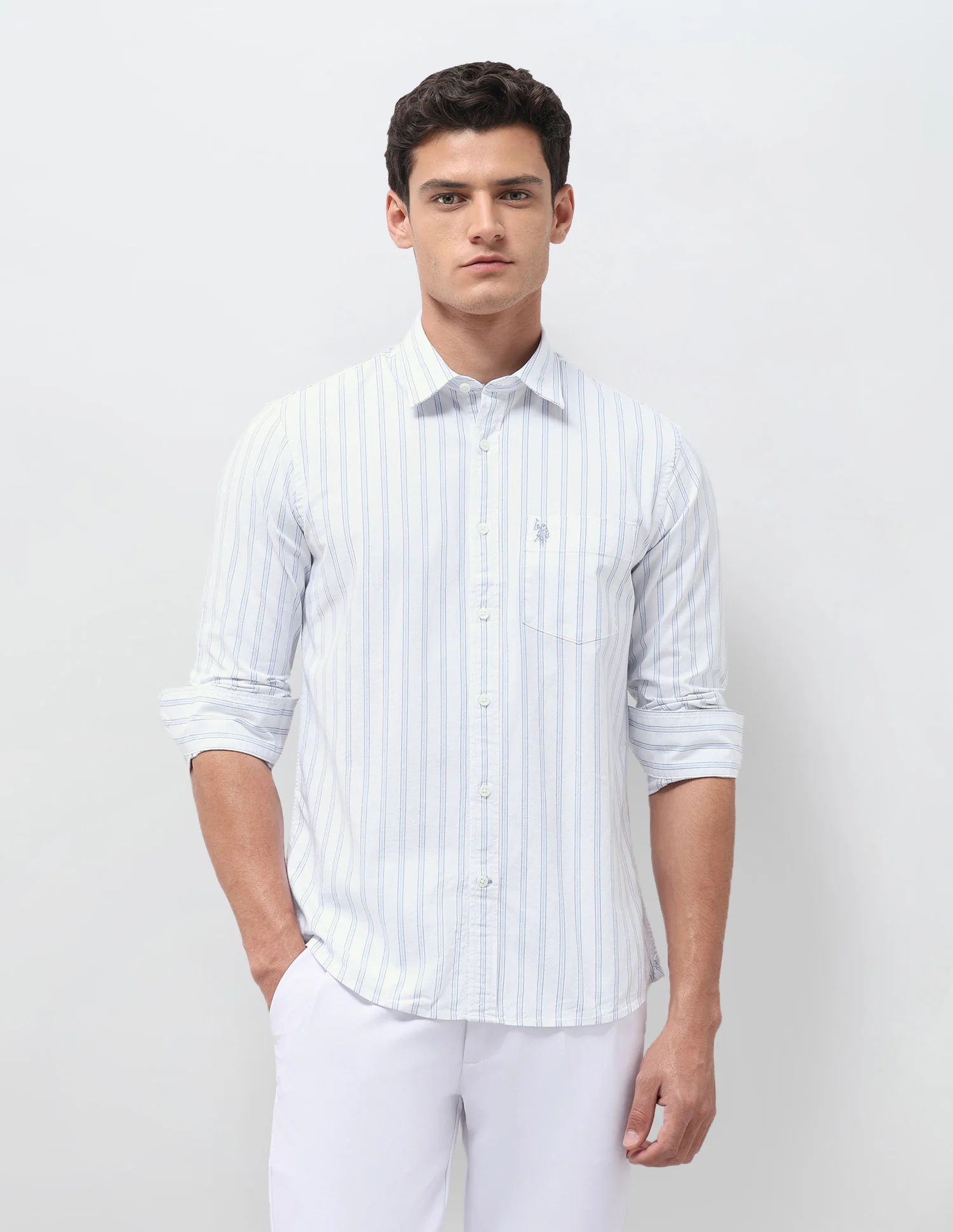 Vertical Striped Oxford Shirt - Image 6