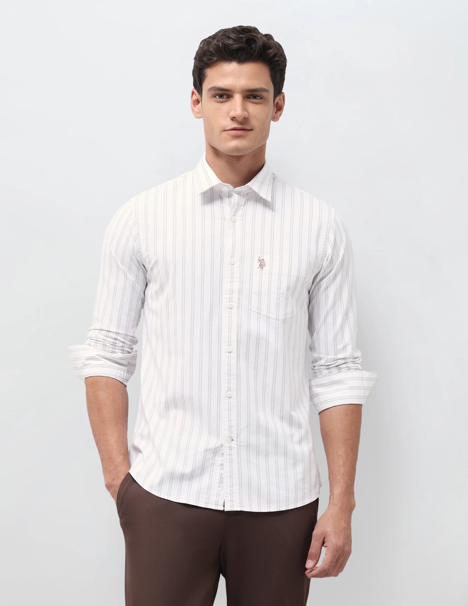 Vertical Striped Oxford Shirt - Image 6