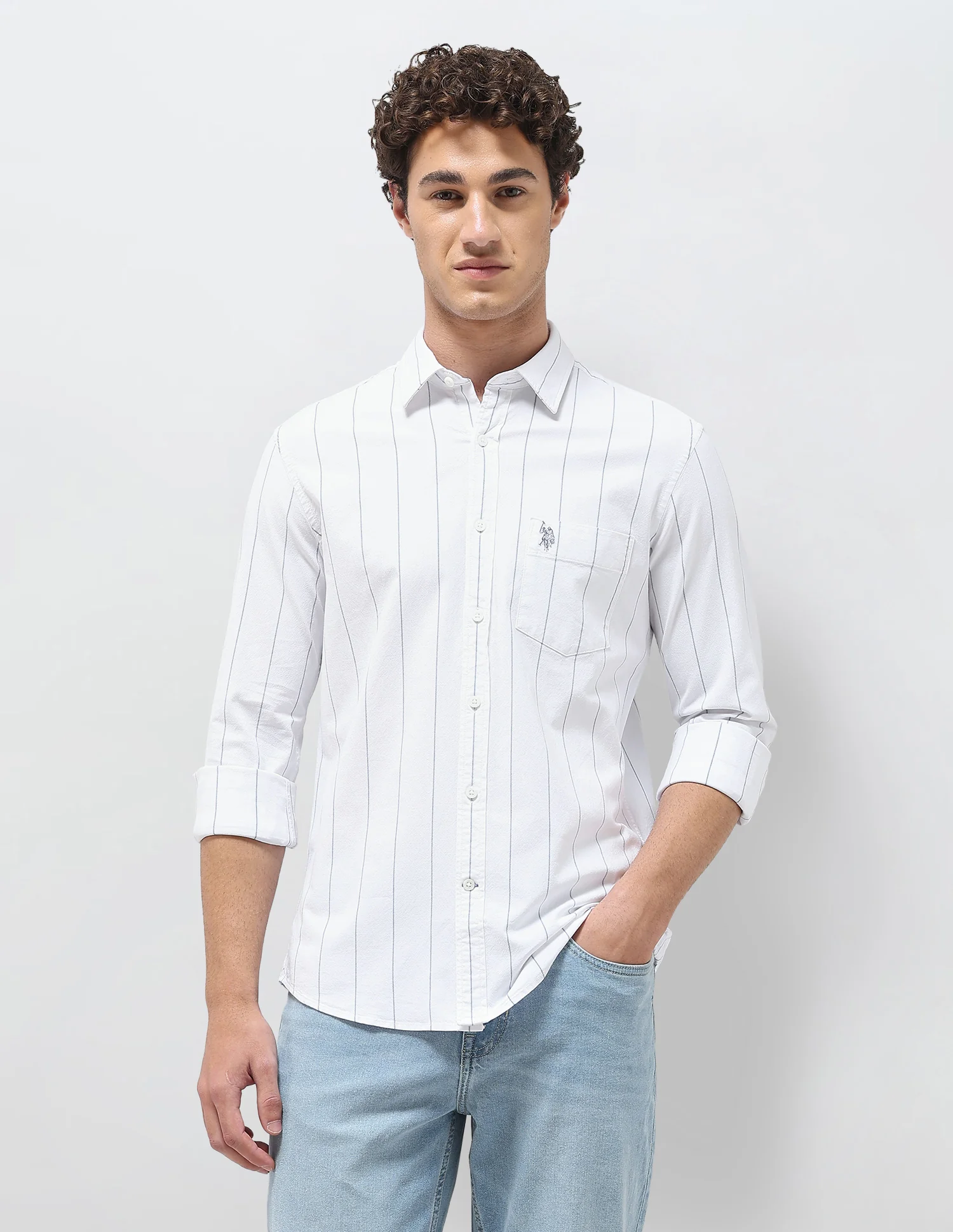 Vertical Striped Oxford Shirt - Image 6