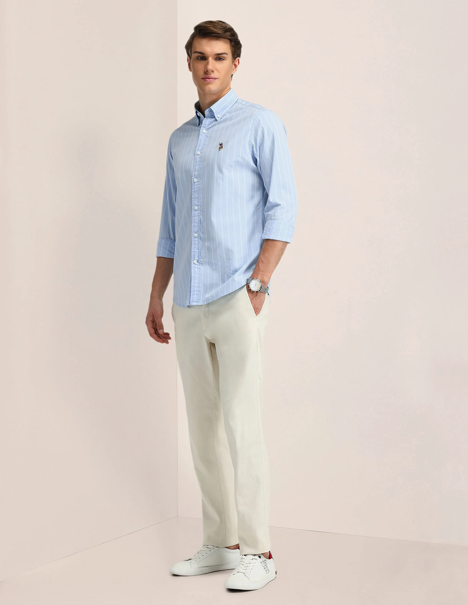 Vertical Striped Oxford Weave Shirt - Image 3