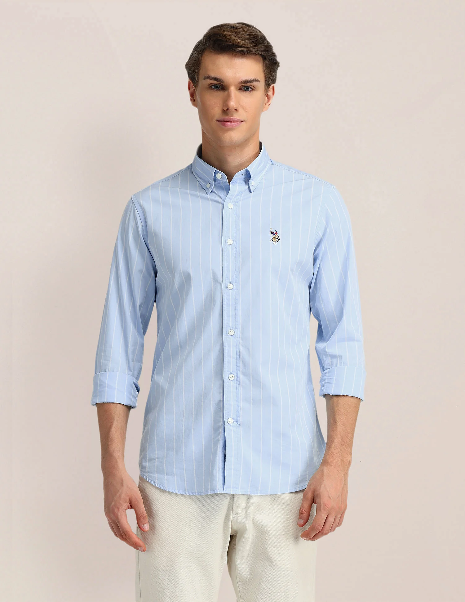 Vertical Striped Oxford Weave Shirt - Image 6