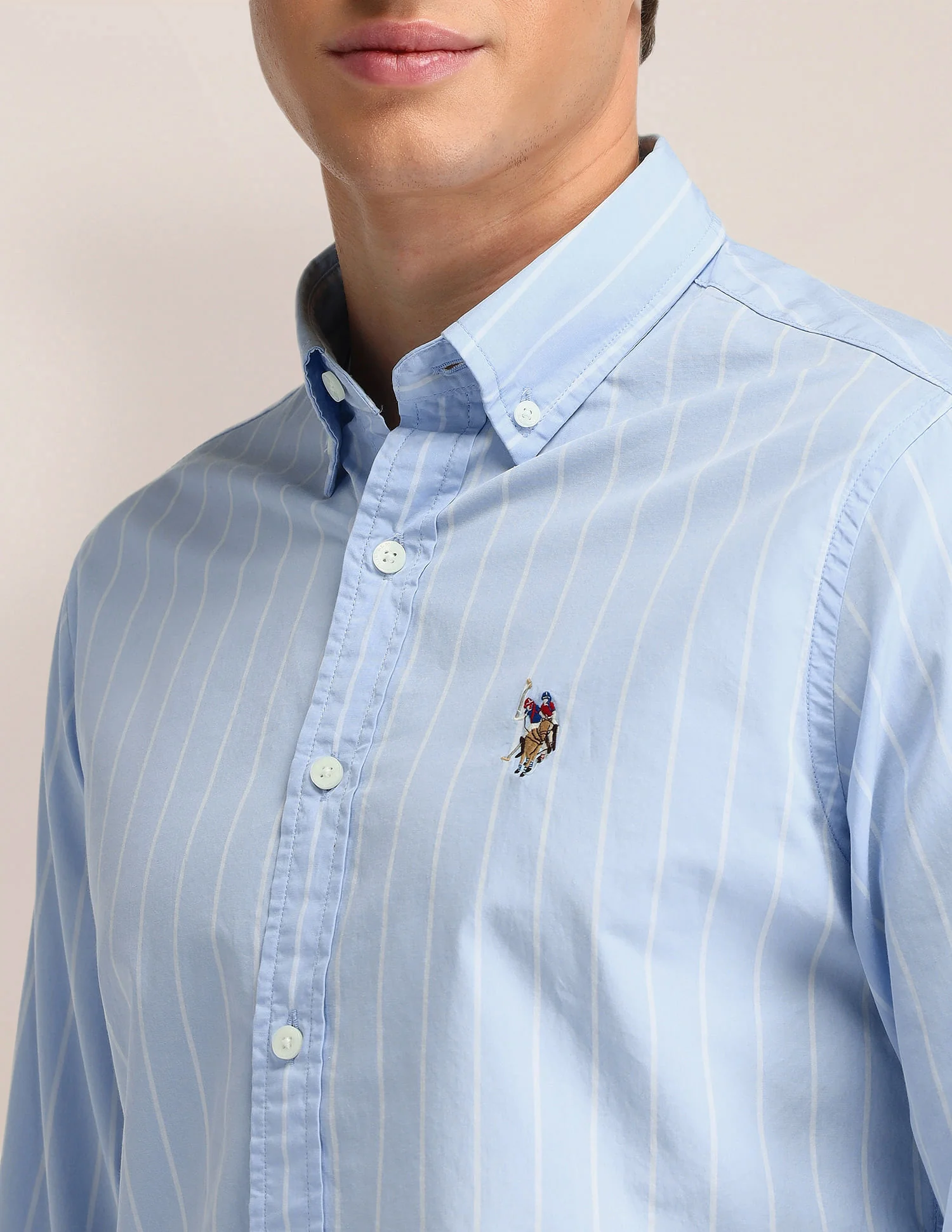 Vertical Striped Oxford Weave Shirt - Image 7