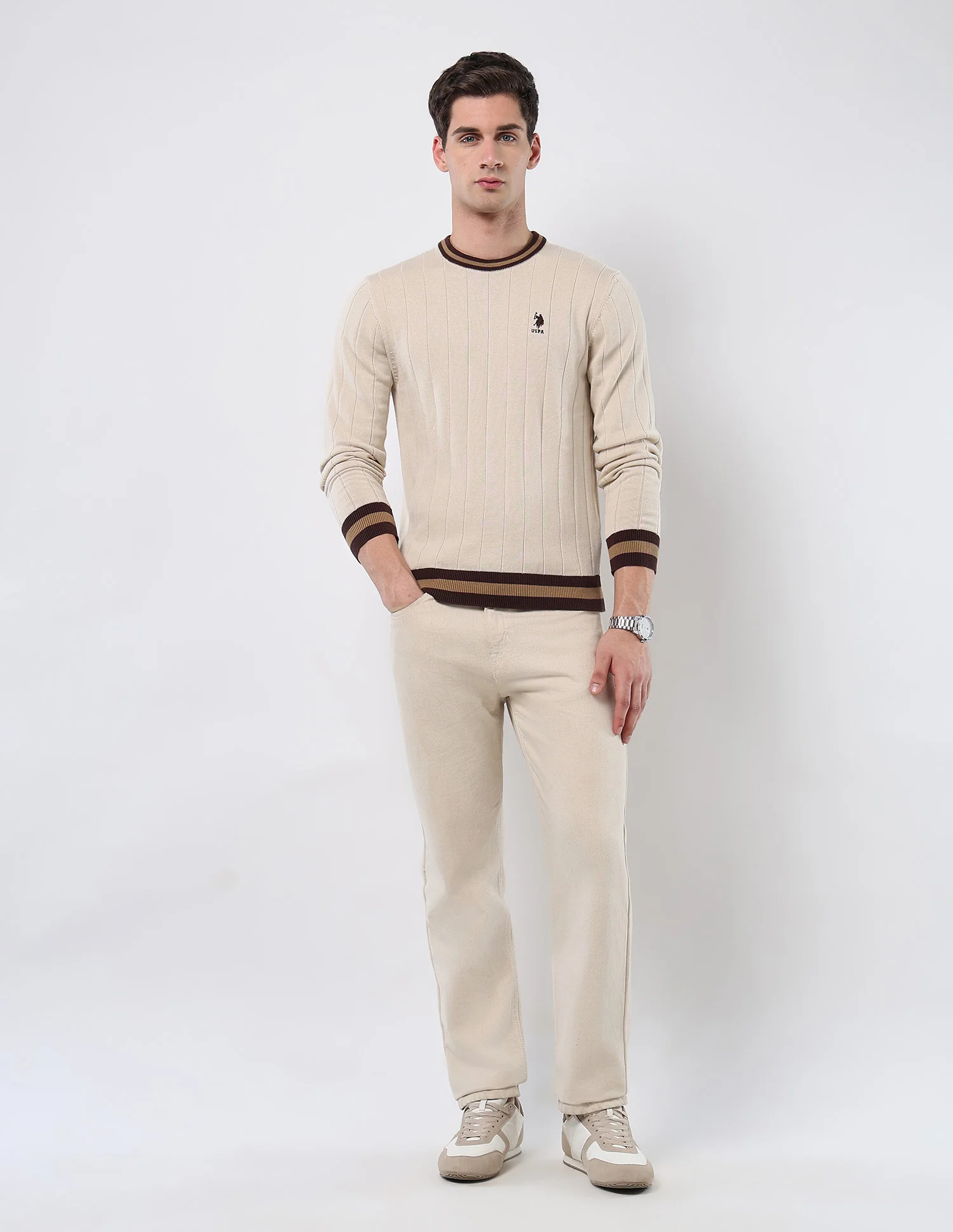 Vertical Striped Patterned Knit Sweater - Image 3