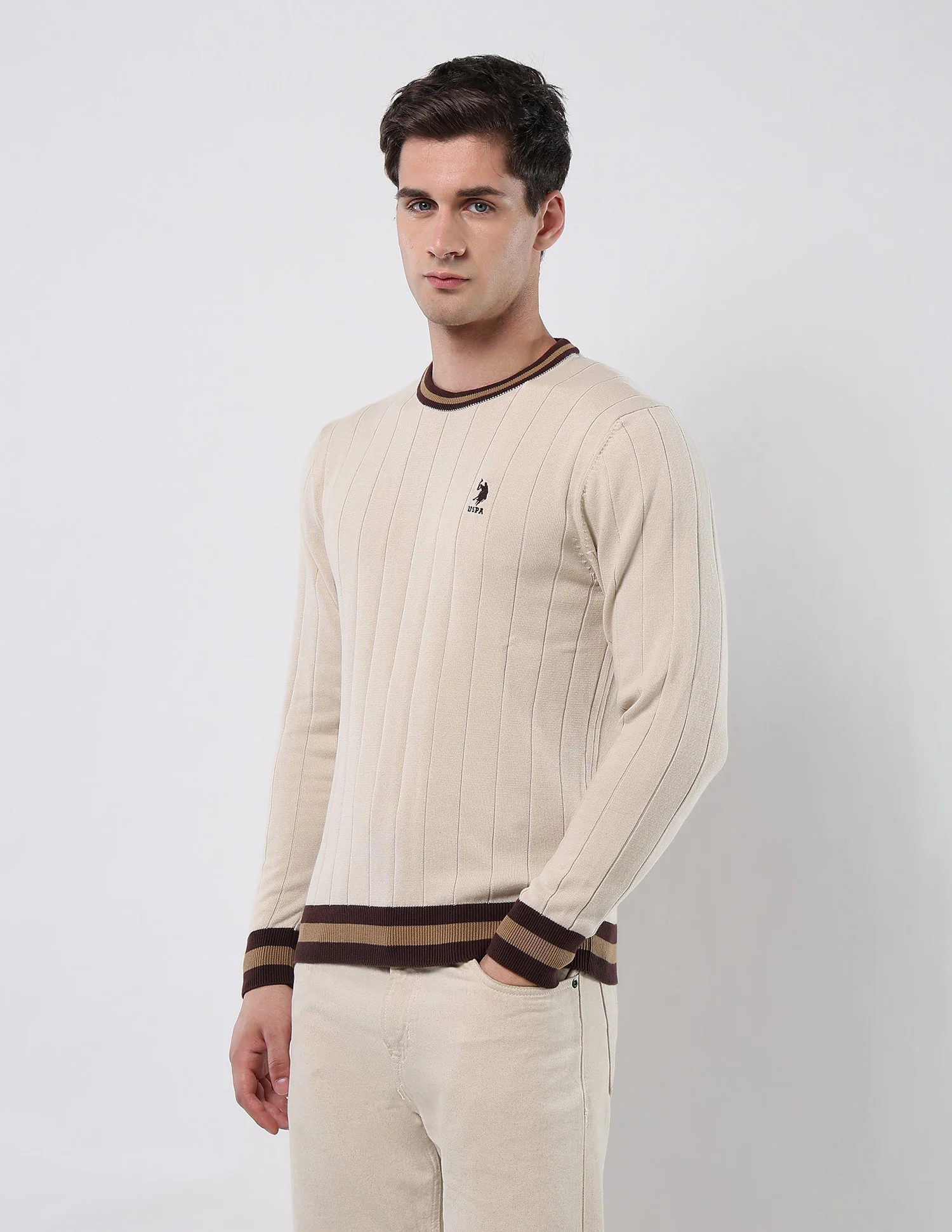 Vertical Striped Patterned Knit Sweater - Image 4