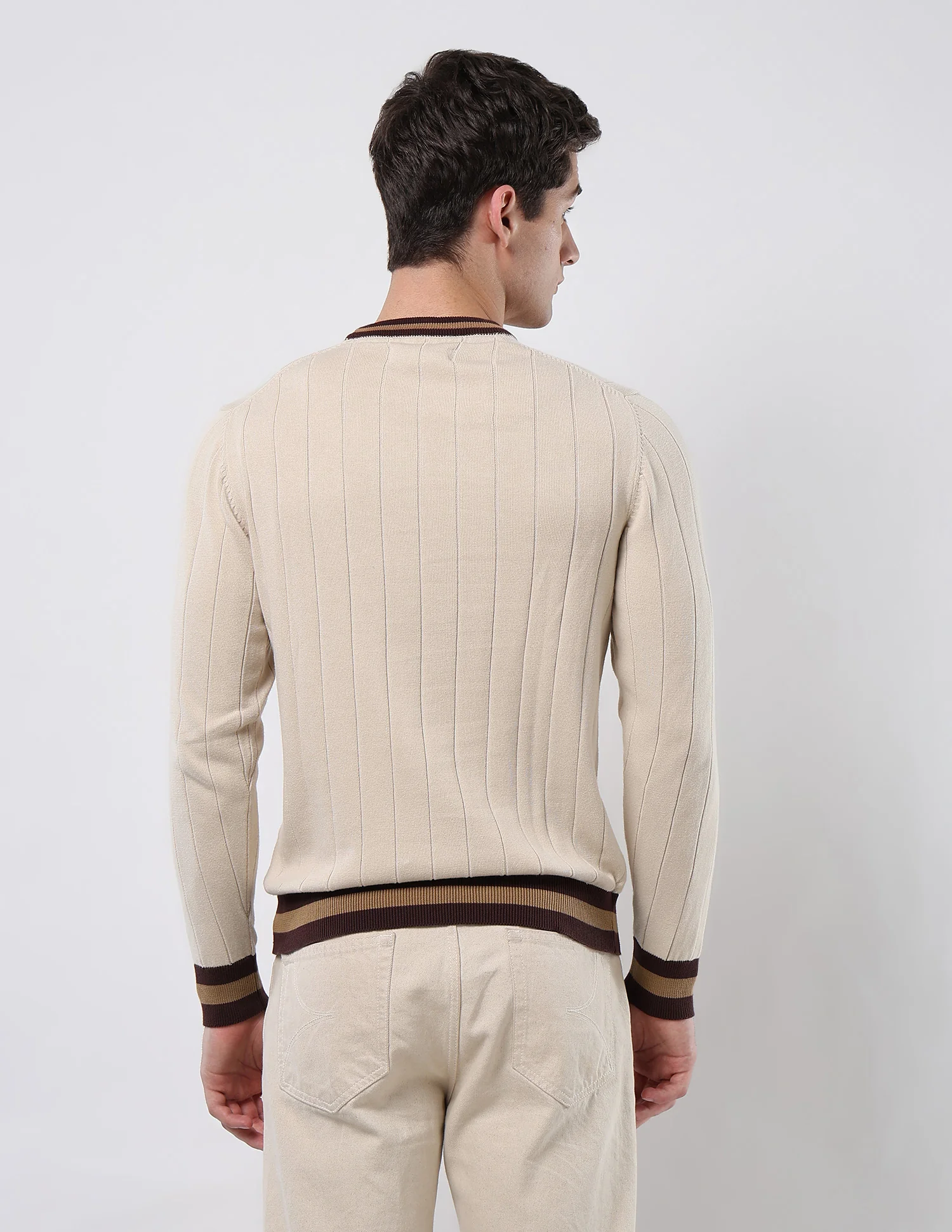 Vertical Striped Patterned Knit Sweater - Image 5