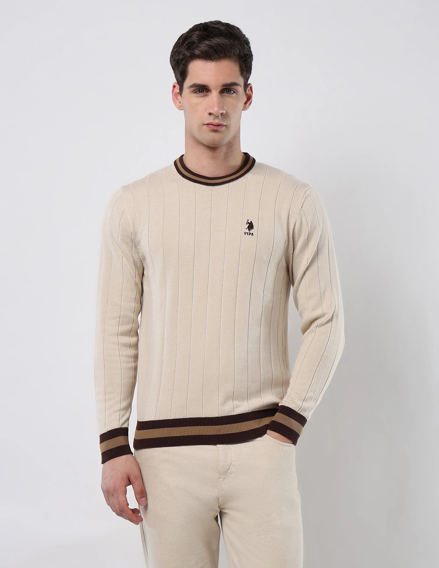 Vertical Striped Patterned Knit Sweater - Image 6