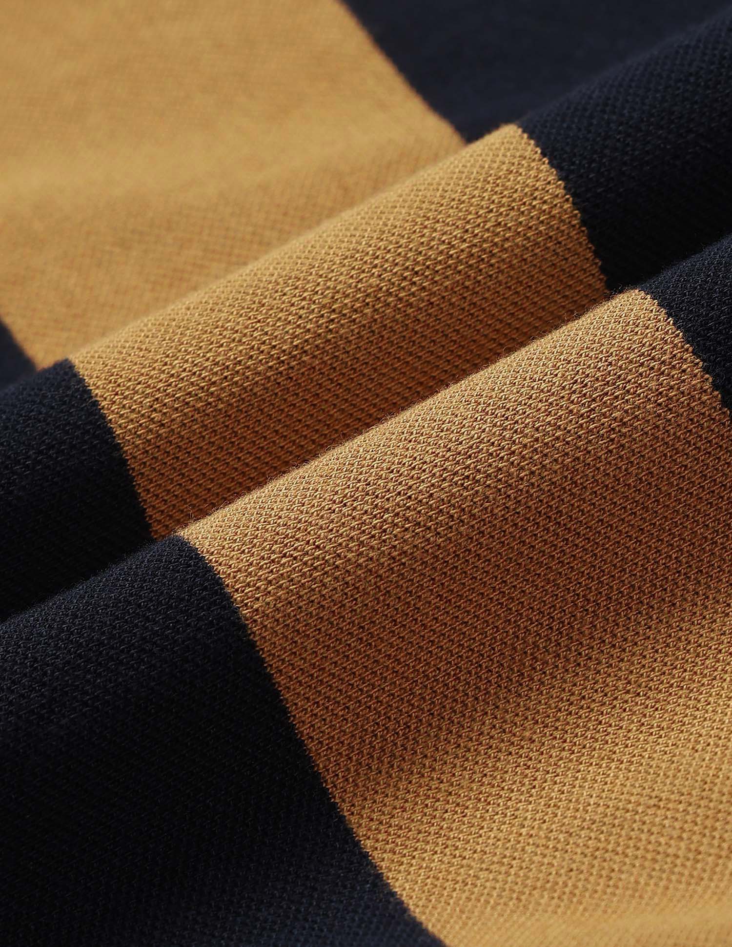 Vertical Striped Pure Cotton Gold Cup Polo Shirt - Image 2
