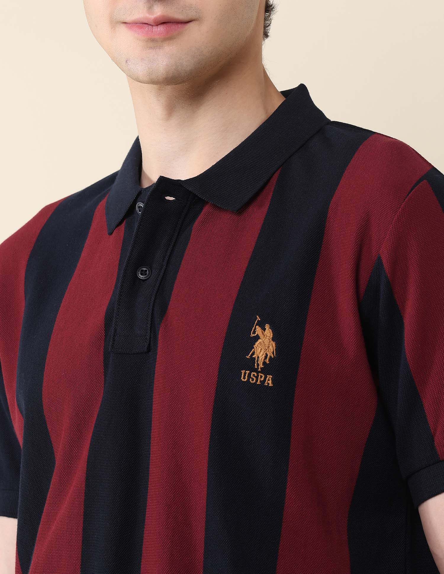 Vertical Striped Pure Cotton Gold Cup Polo Shirt - Image 7