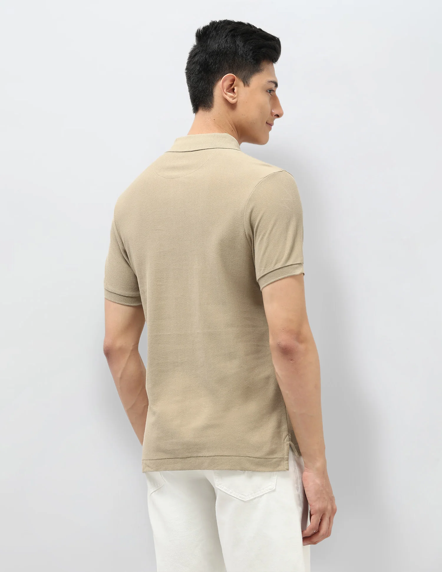 Vertical Striped Pure Cotton Polo Shirt - Image 5