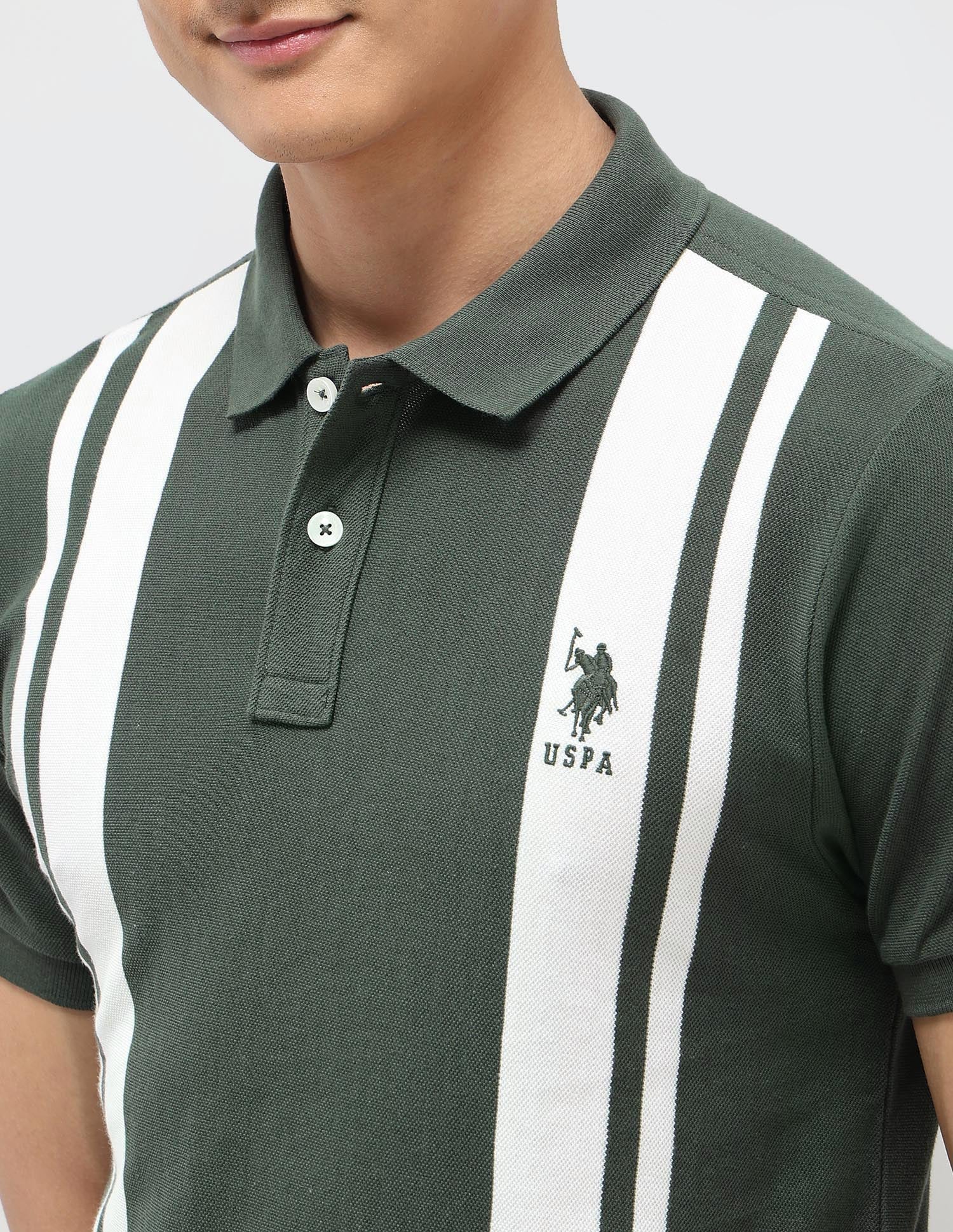 Vertical Striped Pure Cotton Polo Shirt - Image 7