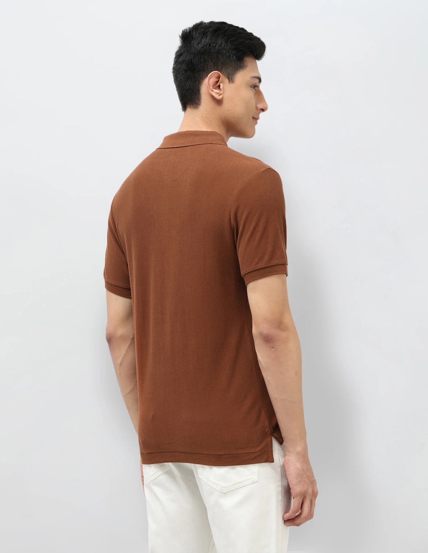 Vertical Striped Pure Cotton Polo Shirt - Image 5