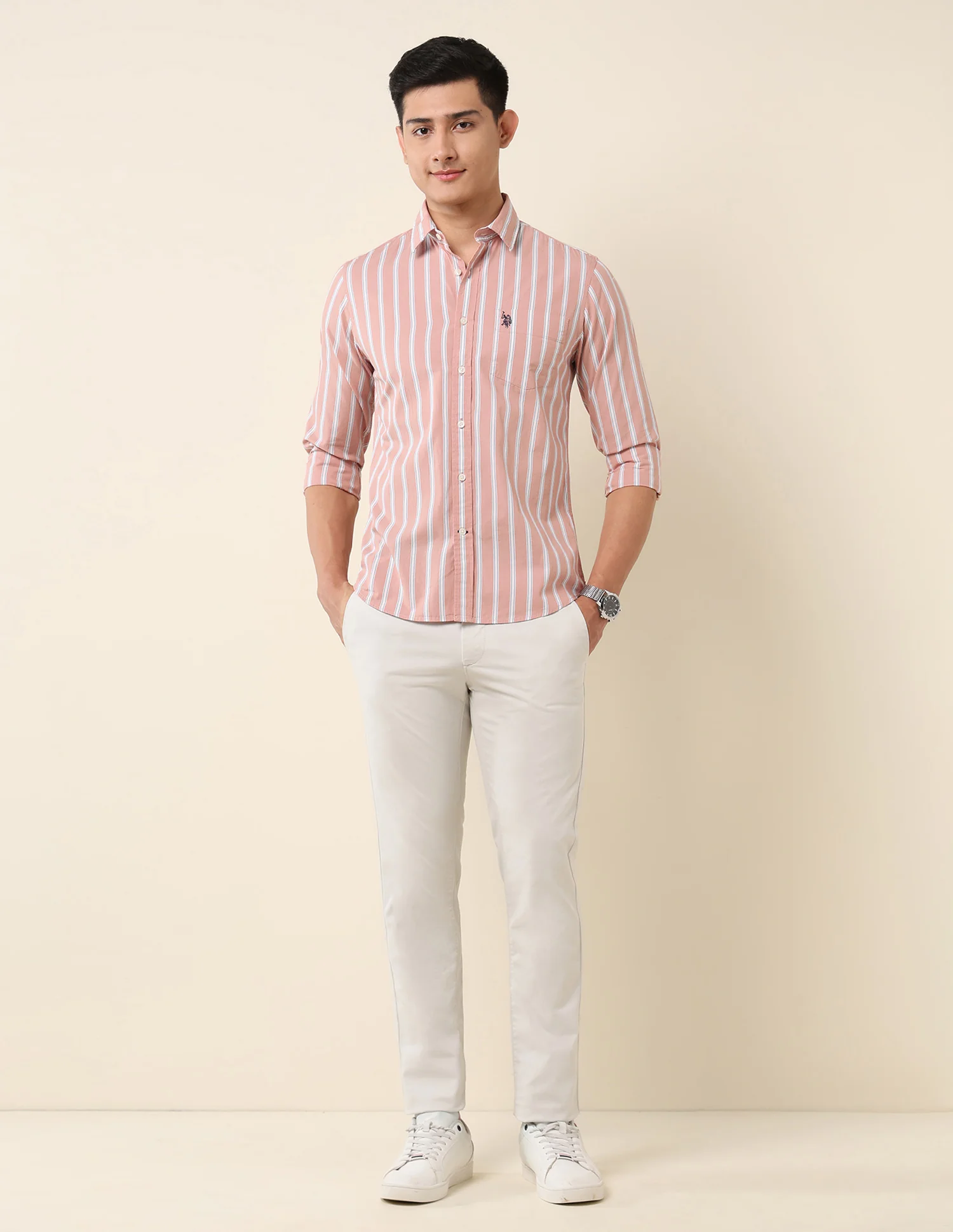 Vertical Striped Pure Cotton Shirt - Image 3