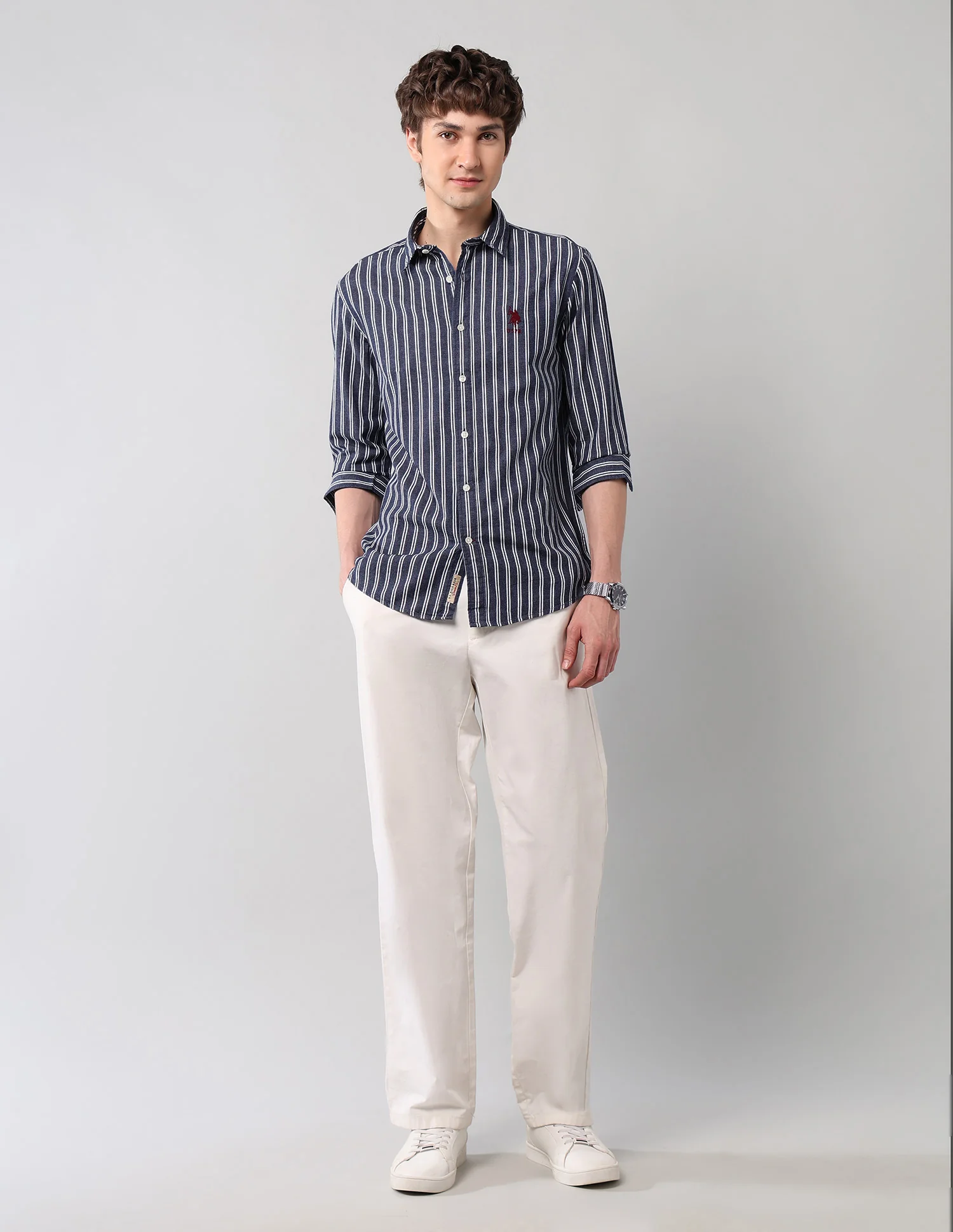 Vertical Striped Pure Cotton Shirt - Image 3