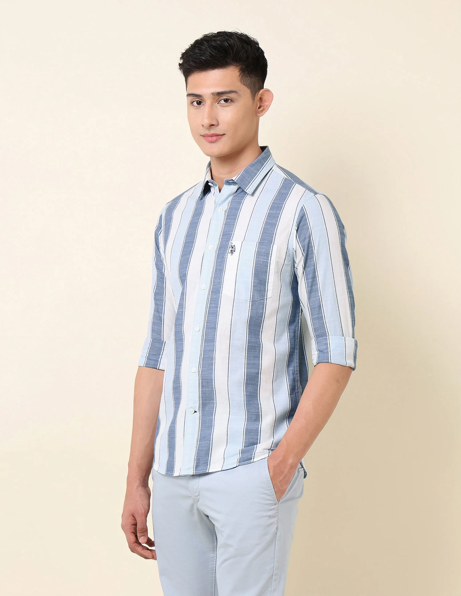 Vertical Striped Pure Cotton Shirt - Image 4