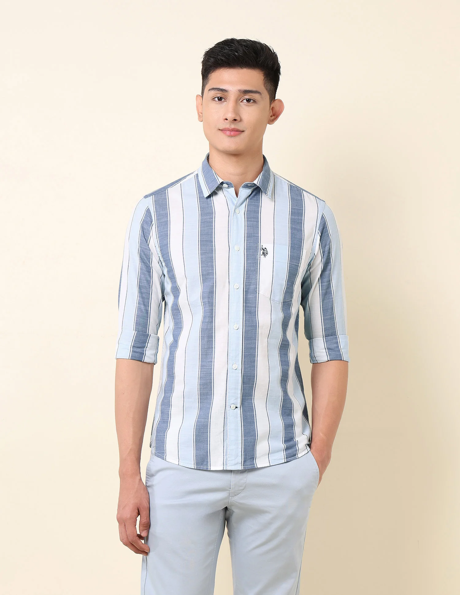 Vertical Striped Pure Cotton Shirt - Image 6