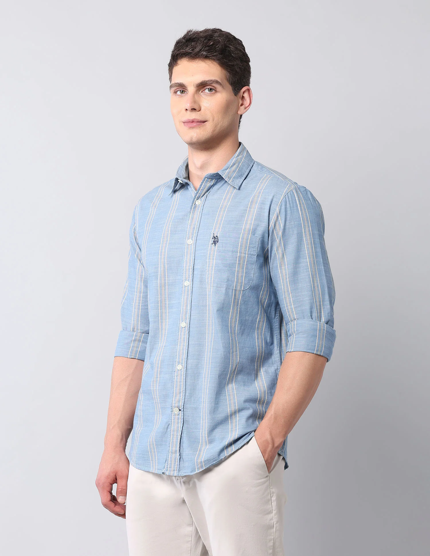 Vertical Striped Pure Cotton Shirt - Image 4