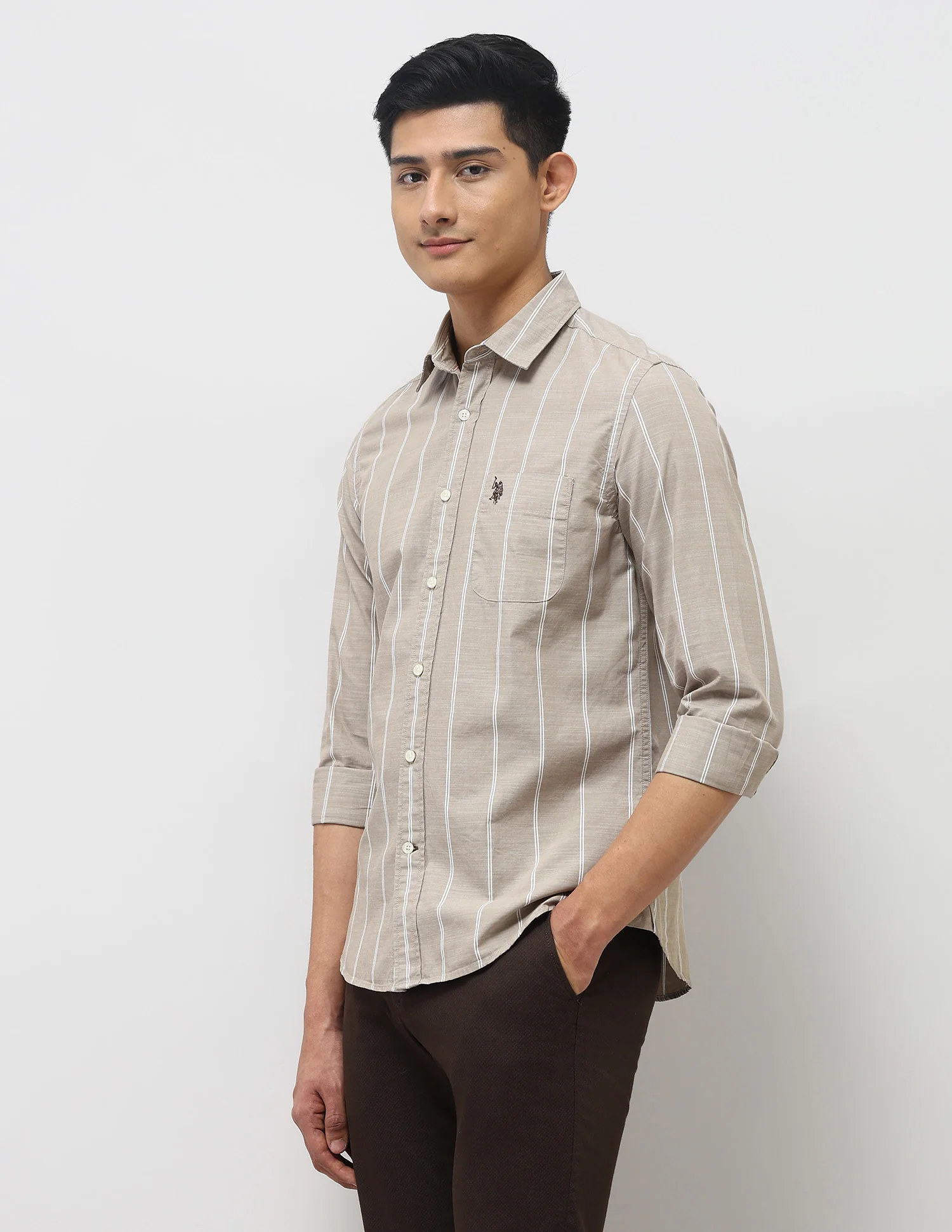 Vertical Striped Pure Cotton Shirt - Image 4
