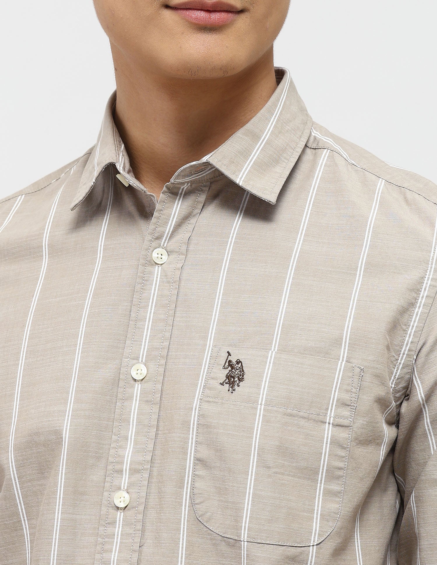 Vertical Striped Pure Cotton Shirt - Image 7