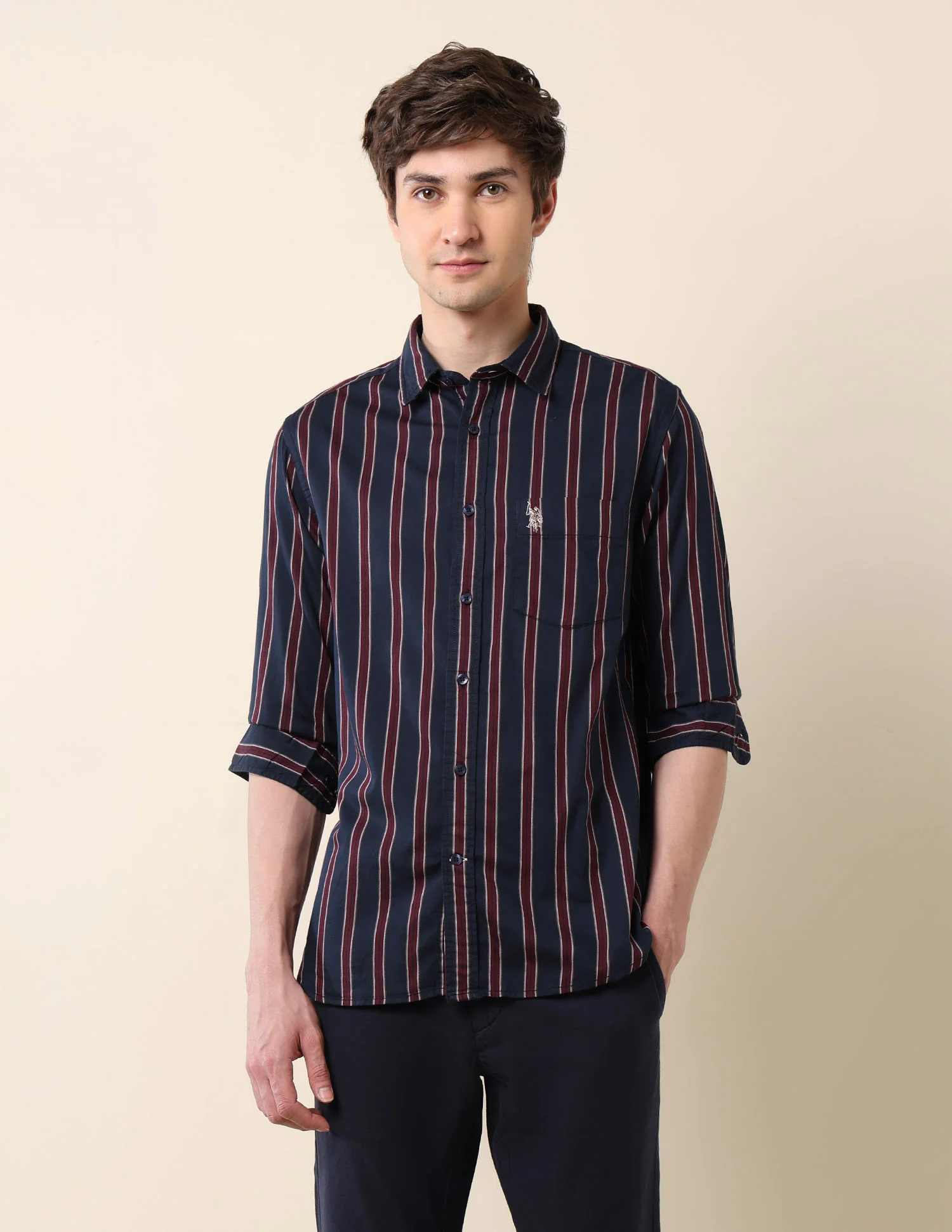 Vertical Striped Pure Cotton Shirt - Image 6