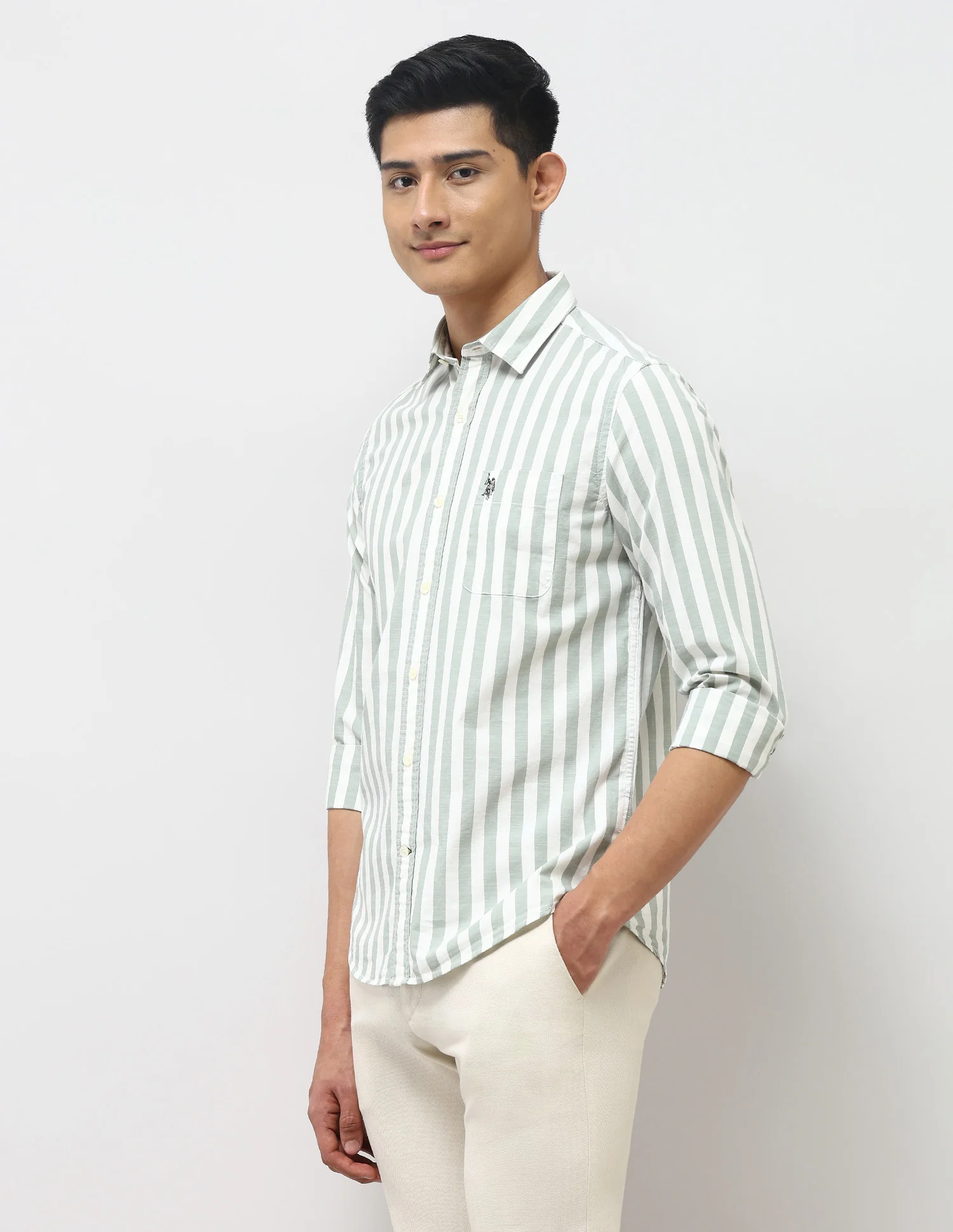 Vertical Striped Pure Cotton Shirt - Image 4