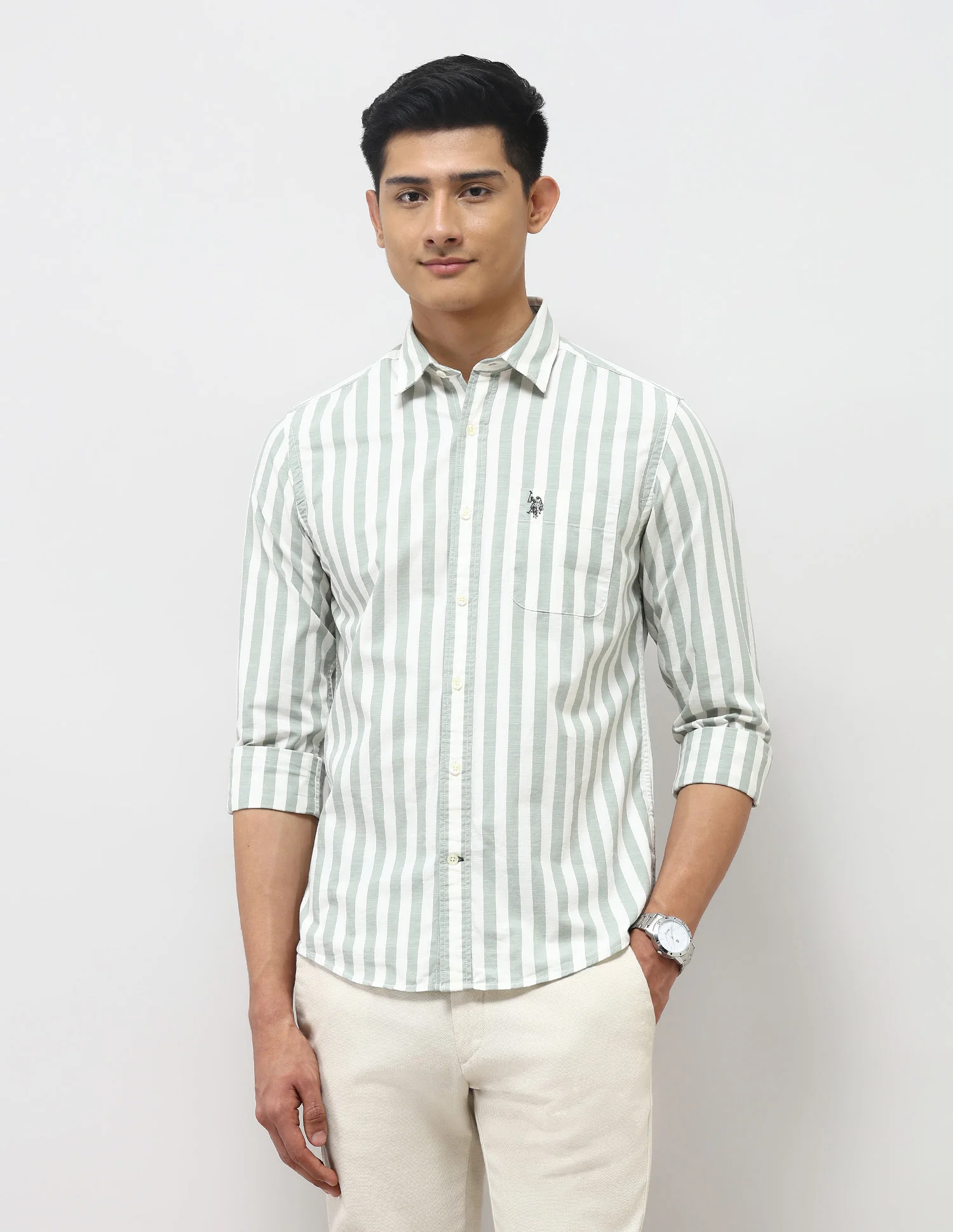 Vertical Striped Pure Cotton Shirt - Image 6