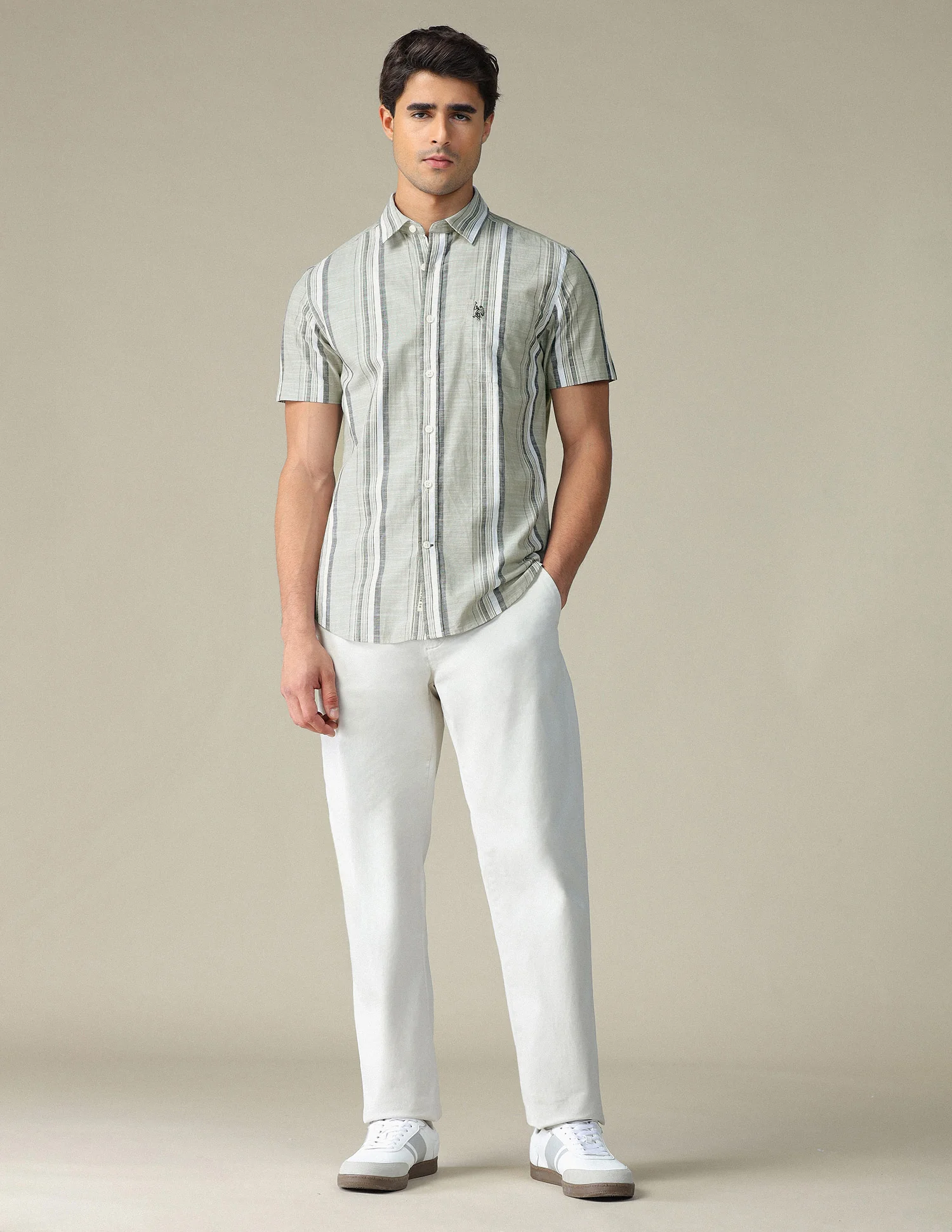 Vertical Striped Pure Cotton Shirt - Image 3