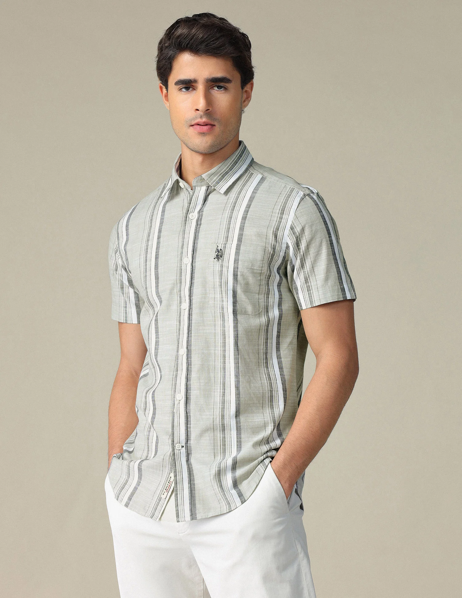 Vertical Striped Pure Cotton Shirt - Image 4