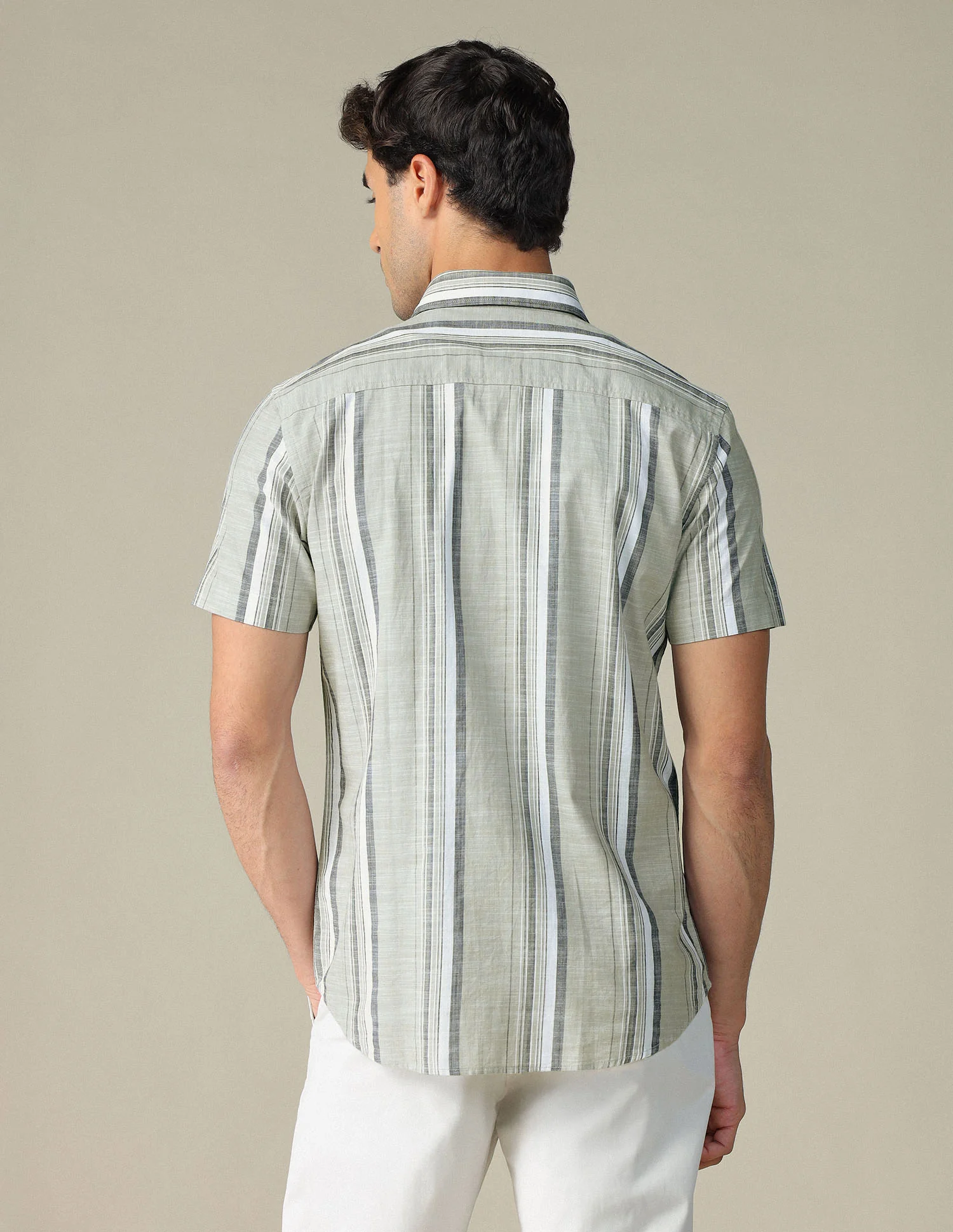 Vertical Striped Pure Cotton Shirt - Image 5