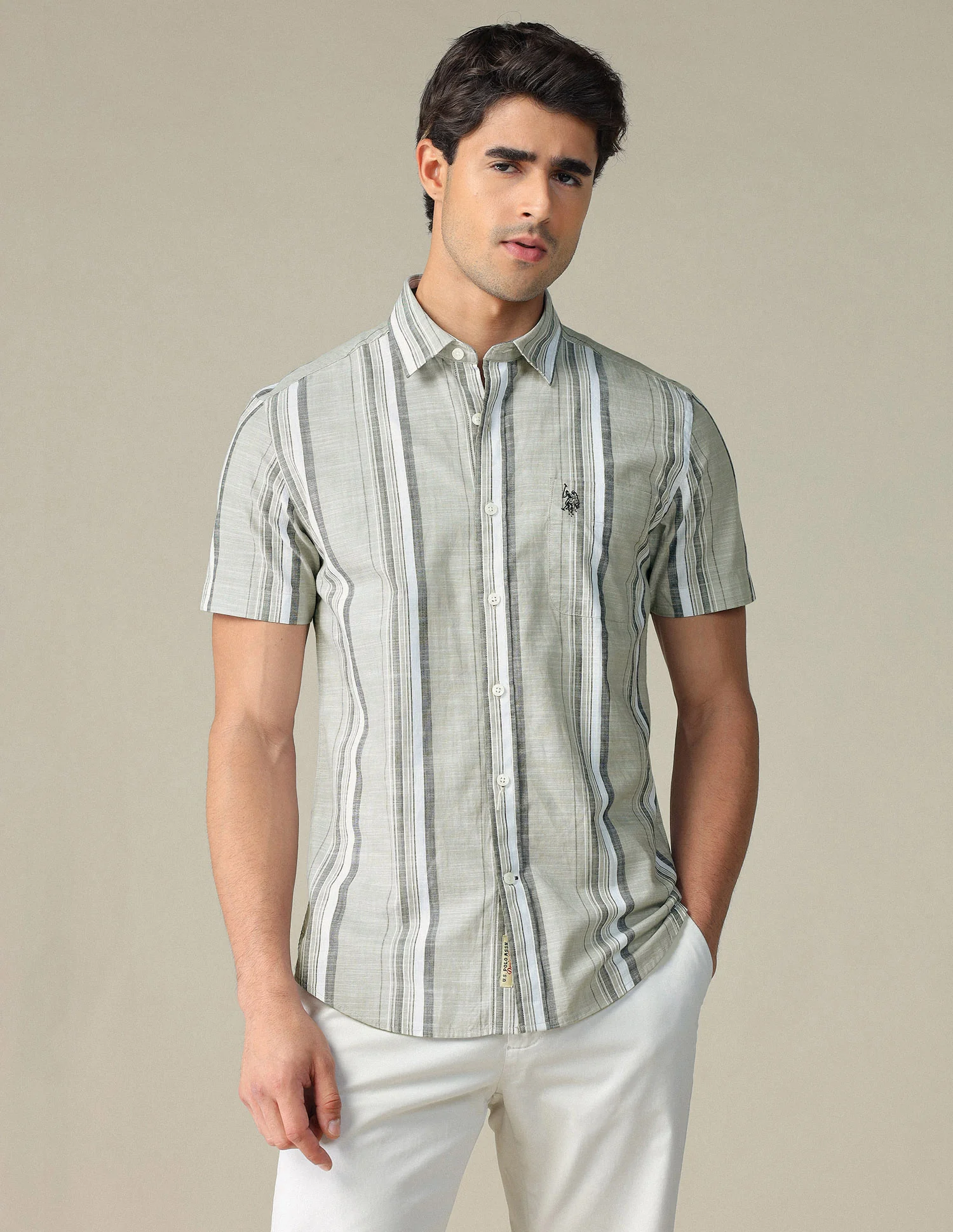 Vertical Striped Pure Cotton Shirt - Image 6