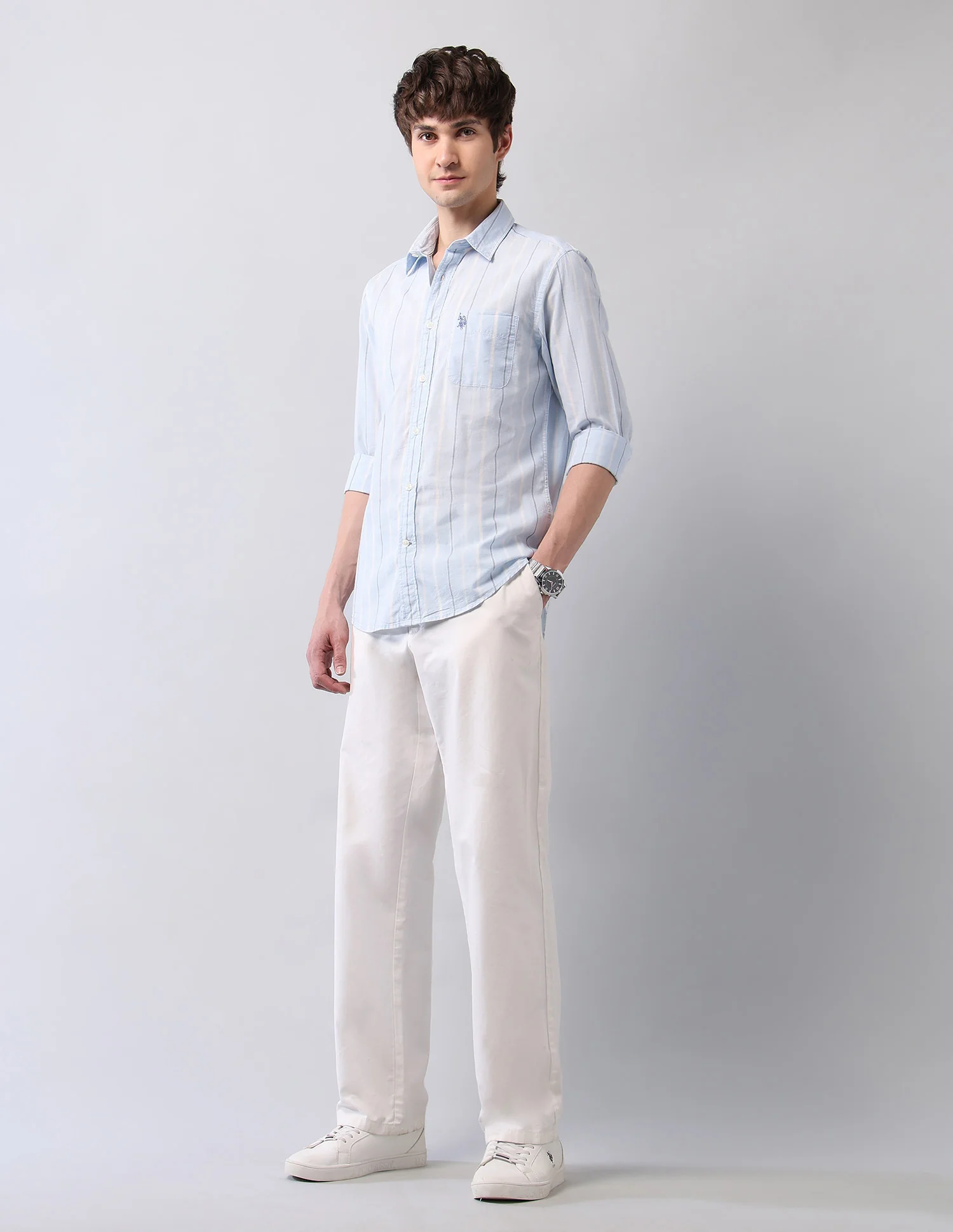 Vertical Striped Pure Cotton Shirt - Image 3
