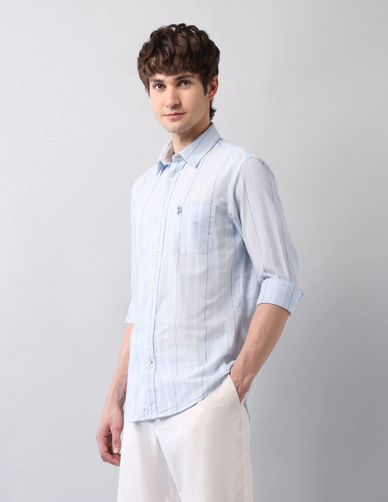 Vertical Striped Pure Cotton Shirt - Image 4