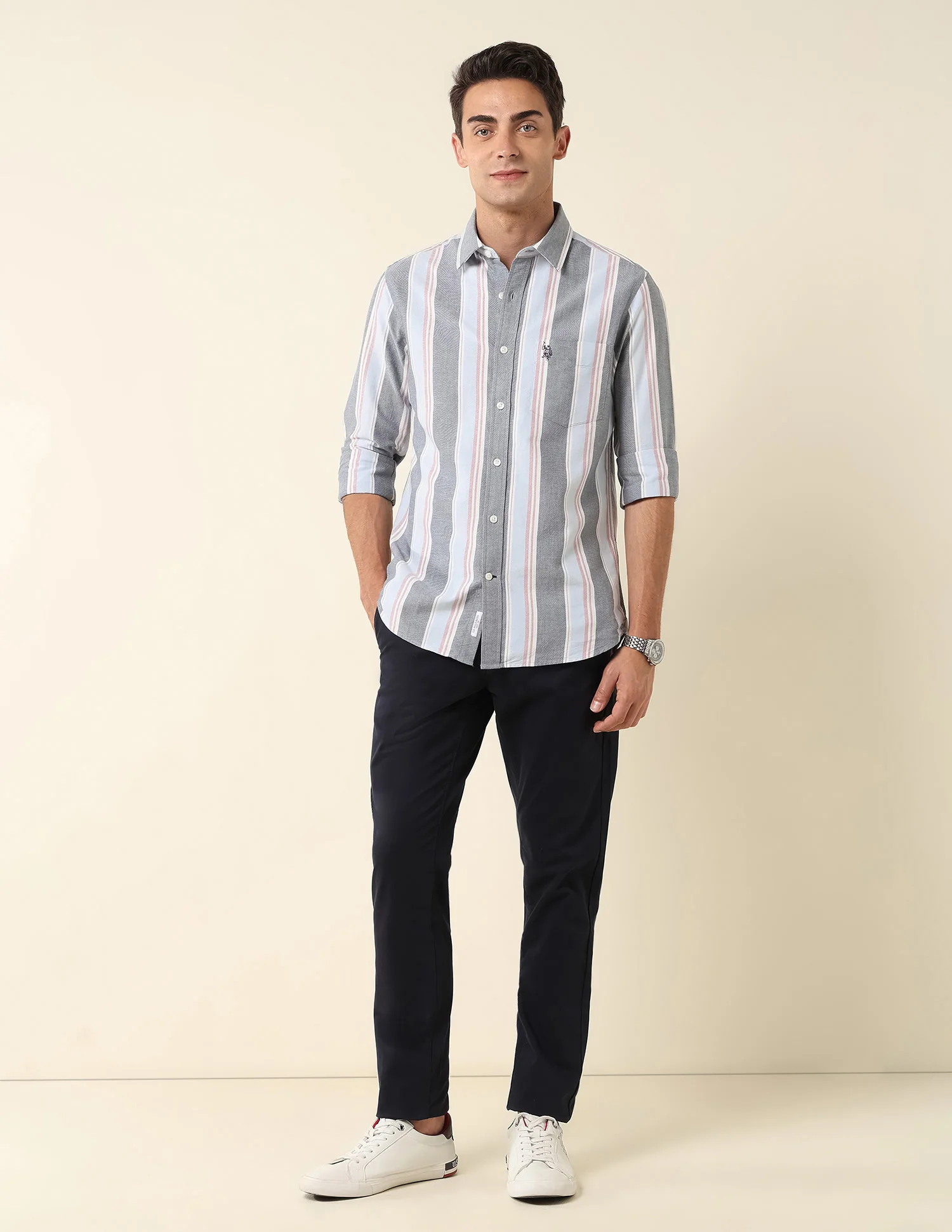 Vertical Striped Pure Cotton Shirt - Image 3