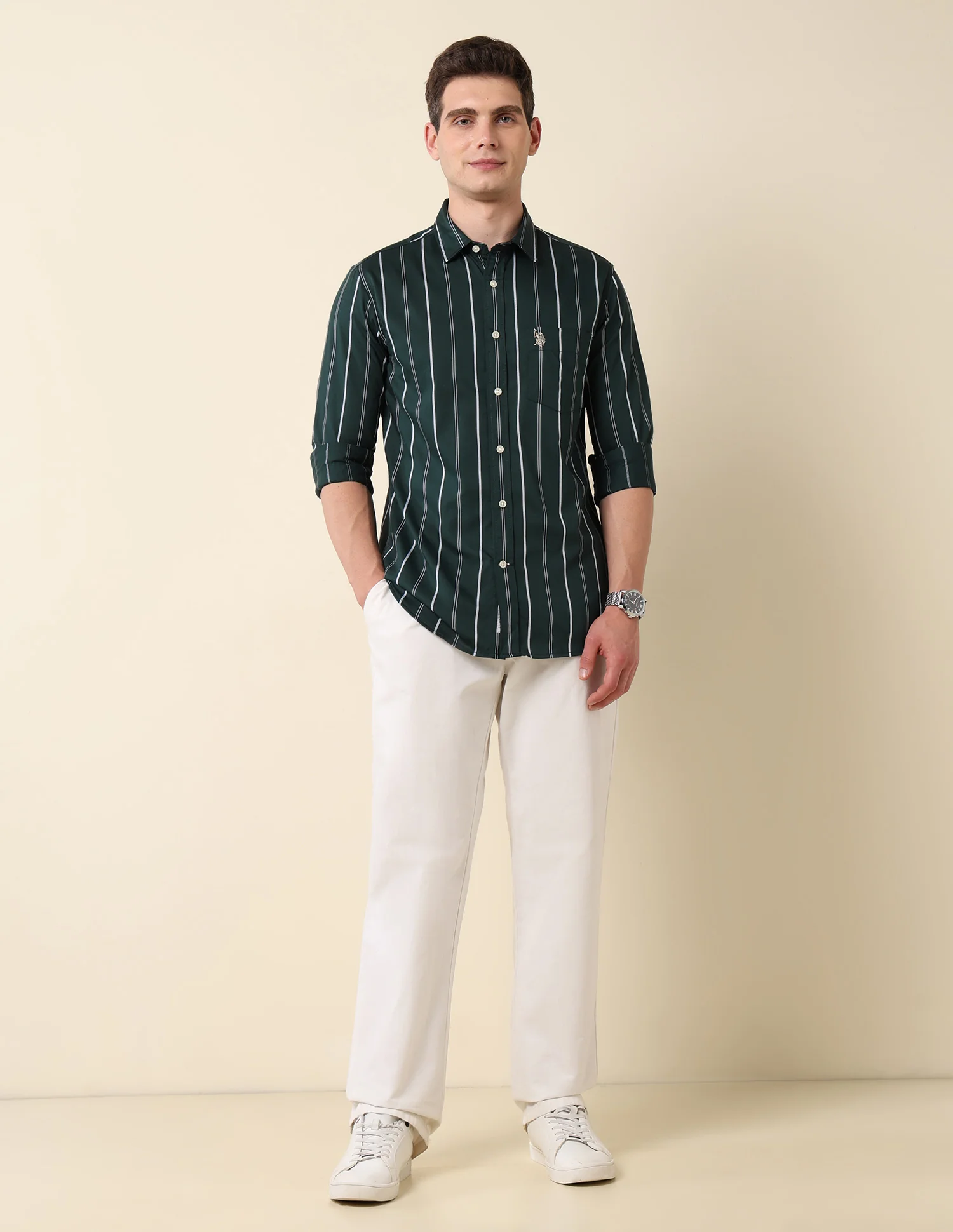 Vertical Striped Pure Cotton Shirt - Image 3