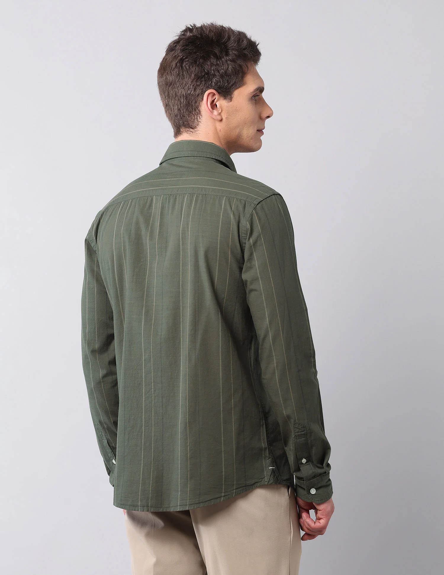 Vertical Striped Pure Cotton Shirt - Image 5