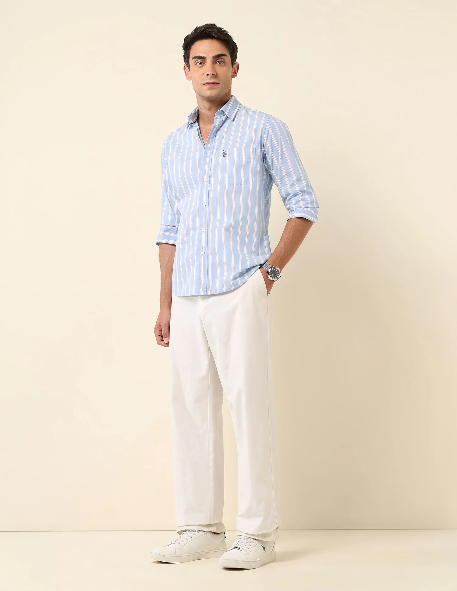 Vertical Striped Pure Cotton Shirt - Image 3