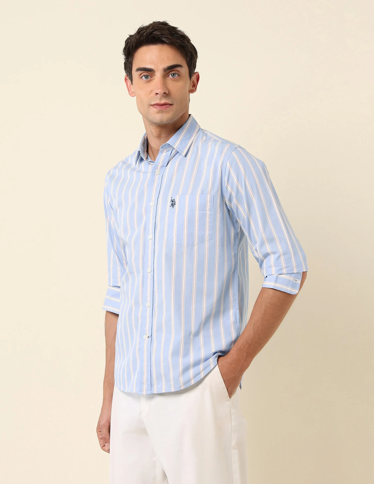 Vertical Striped Pure Cotton Shirt - Image 4
