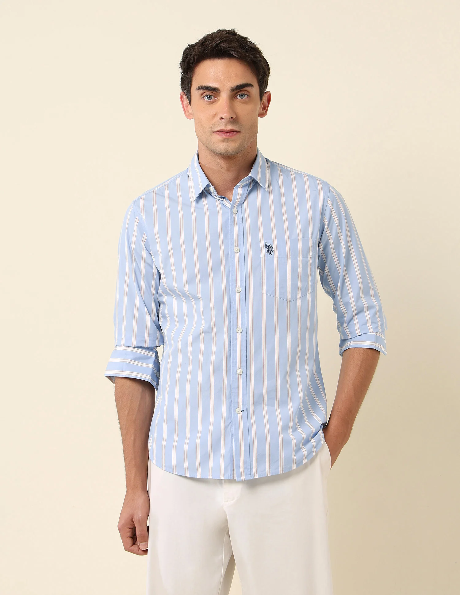 Vertical Striped Pure Cotton Shirt - Image 6