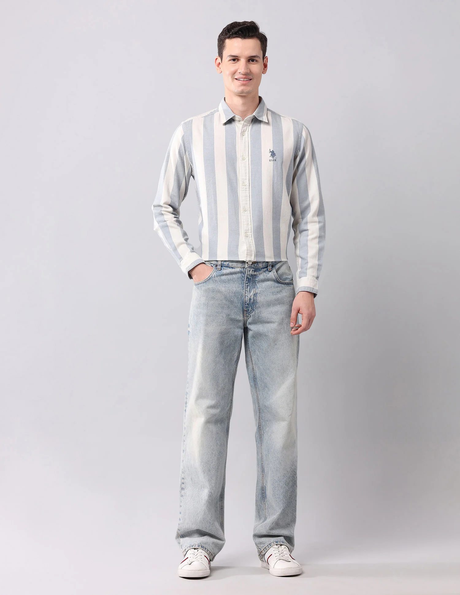 Vertical Striped Pure Cotton Shirt - Image 3