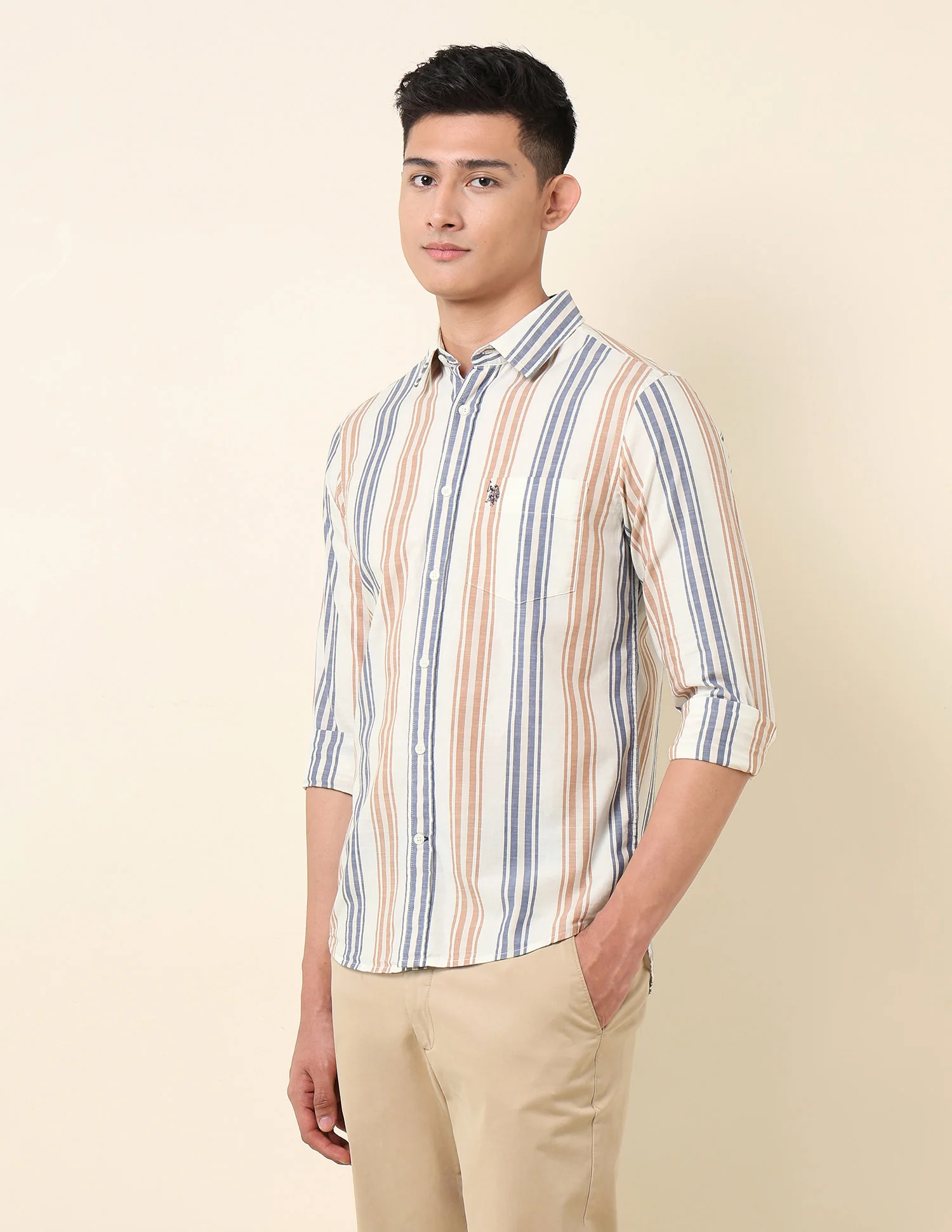 Vertical Striped Pure Cotton Shirt - Image 4